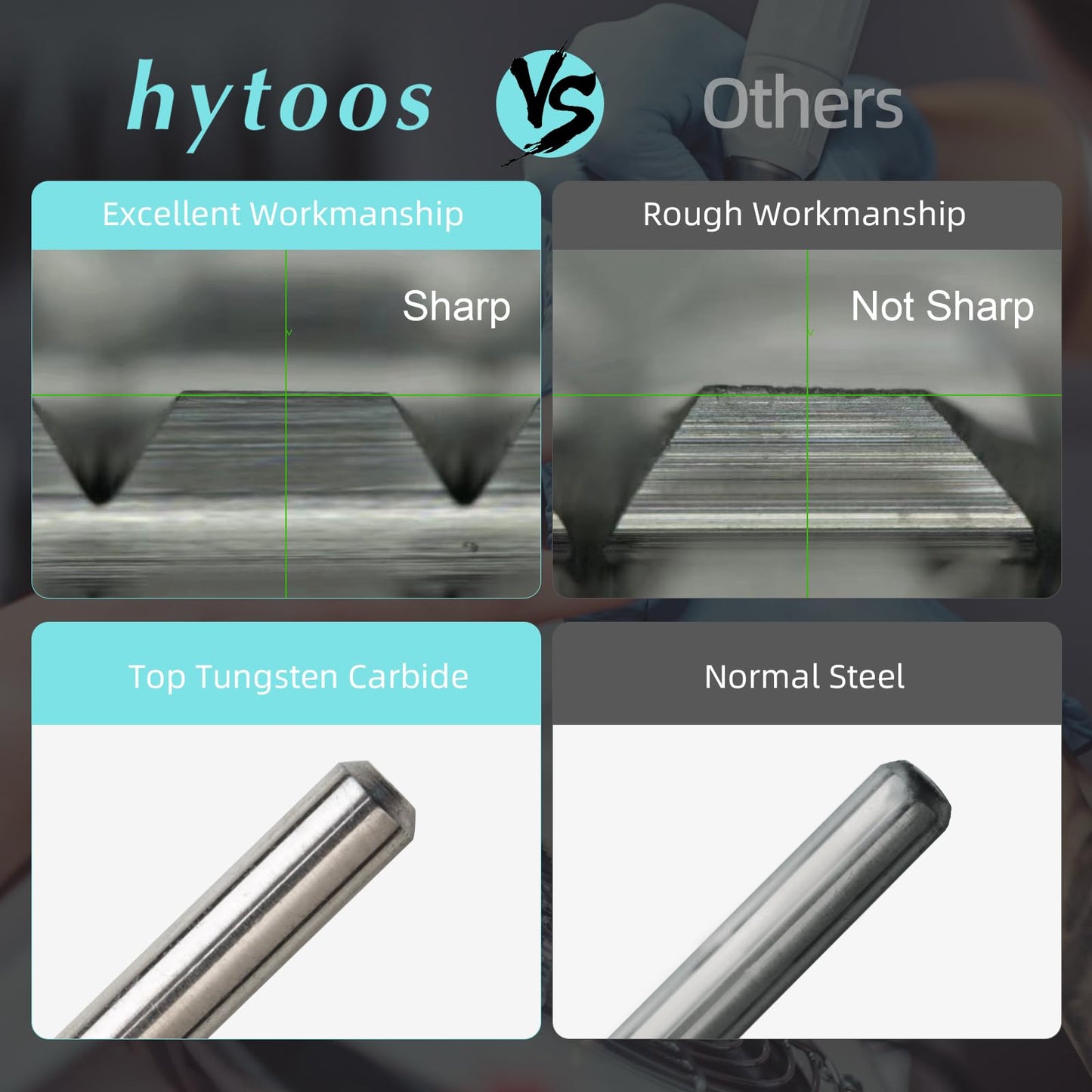HYTOOS Purple 5 in 1 Nail Drill Bit, 15mm Tapered Drill Bits for Nails, 3/32" Professional Straight Cut Two-way Carbide Nail Bits, Electric Manicure Gel Polish Acrylic Powder Removal Tool, Fine