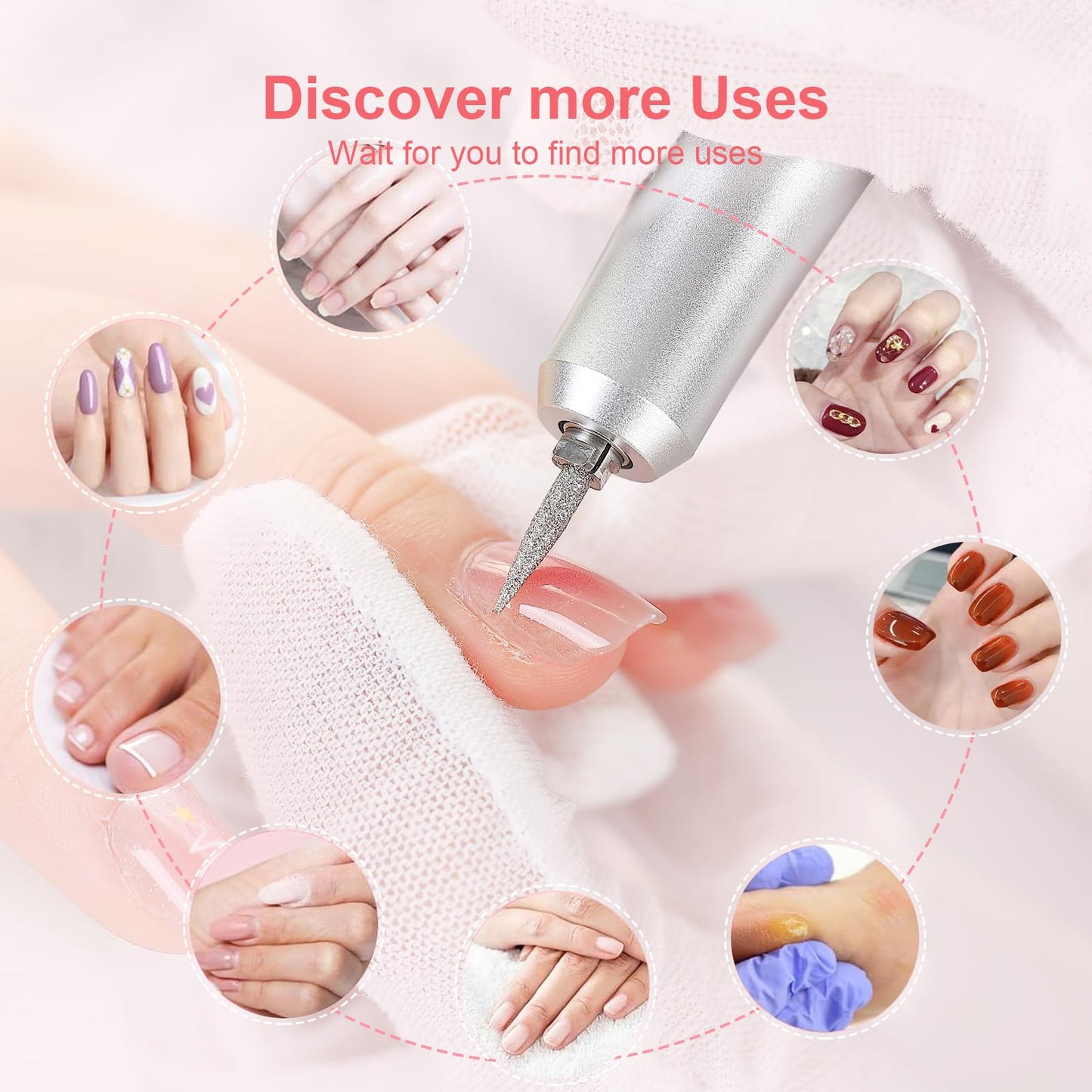 Electric 45000RPM Nail Drill Machine Rechargeable Portable Nail File Electric DIY Nail Drill Kit with Smart LCD Screen for Gel Nail Manicure and Pedicure Reflective Body etc (Blue)
