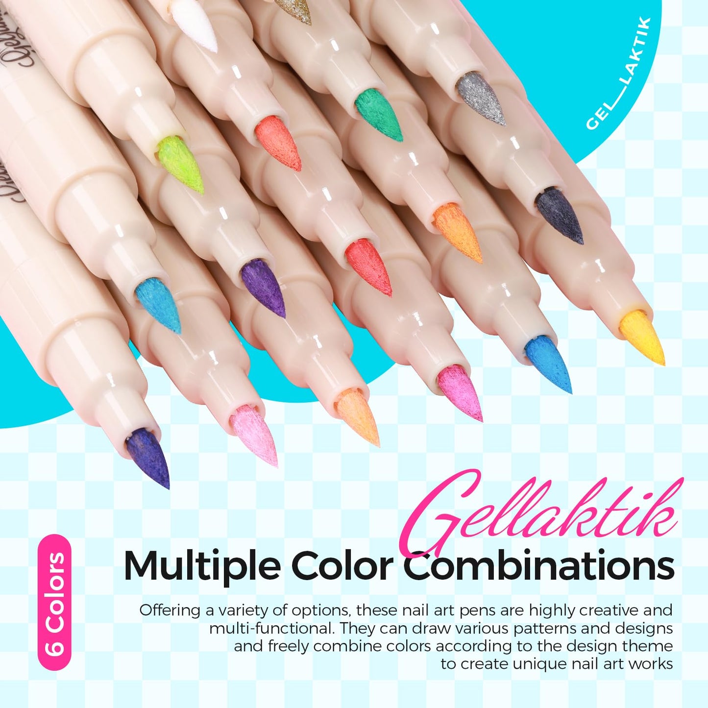 6 Colors Nail Art Pens Set, Spring Neon 3D Nail Polish Pens 0.7mm, Quick-Drying Acrylic Paint Markers, Dotting Liner Brush for DIY Nail Design, Home & Salon Manicure Tools Beginners Gifts