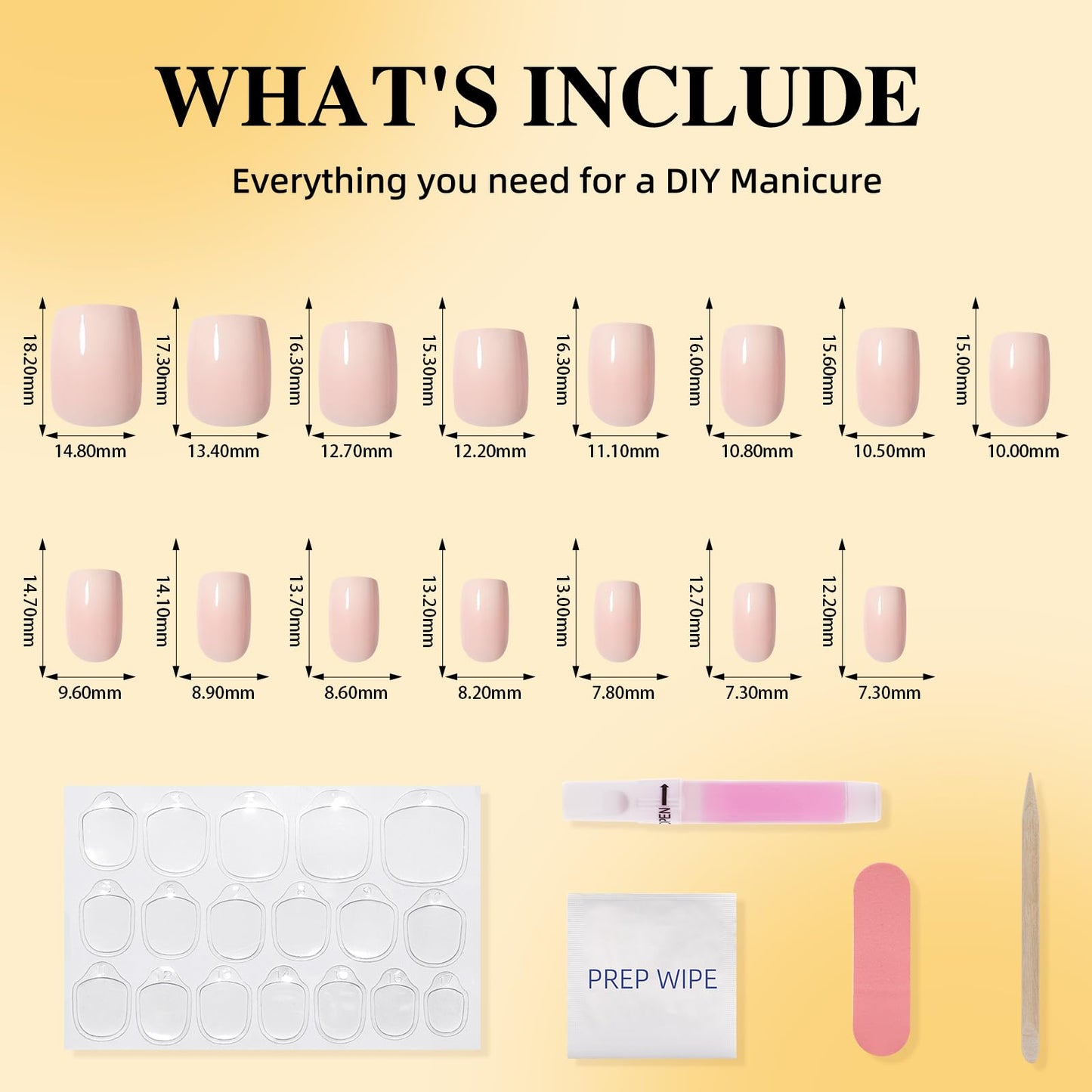 Leefrei Press On Nails - Short Square Light Pink Press on Nails Glossy Finish Nails Press Ons for Women DIY Fake Nails Kit with Glue, Reusable Glue on Nails Short in 15 Sizes - 30pcs, Blush Milk