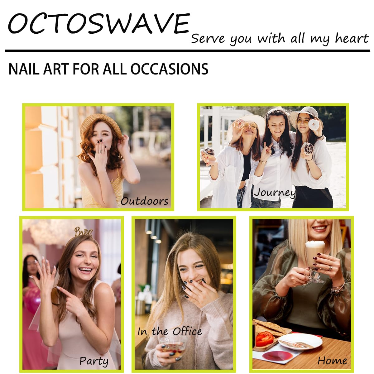 Octoswave Square Press on Nails Medium Fake Nails French Artificial Nail Bow and Rhinestones Stick on Nail for Women 24pcs