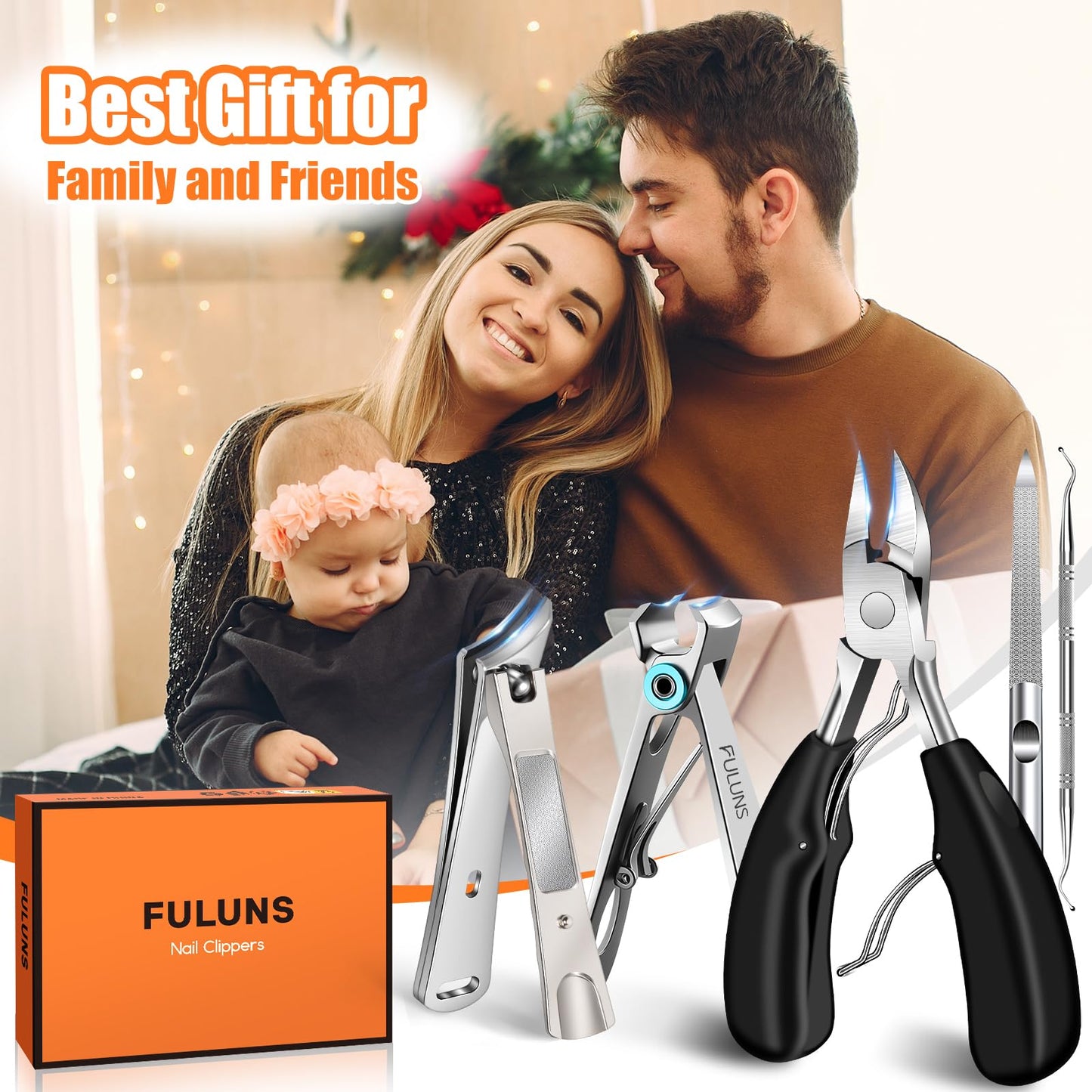 Toenail Clippers for Seniors Thick Toenails, Ingrown Toe Nail Clippers for Men Thick Nails with Wide Opening, Heavy Duty Large Sharp Nail Clippers Set with Long Handle Gifts for Men Women, Silver
