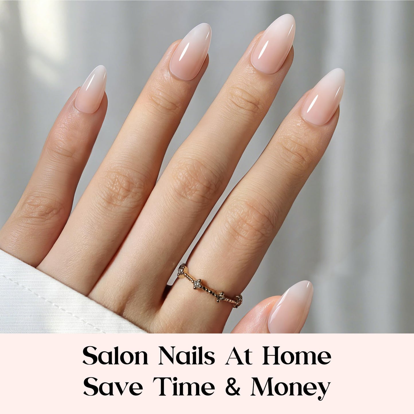 Beetles Ombre Short Almond Press on Nails - Cloud Fade | 224 Pcs Nude Gel Nail Tips, Peach Press ons Fake Nail Tips, Soft Nail Gel False Nails Art DIY Gifts For Women