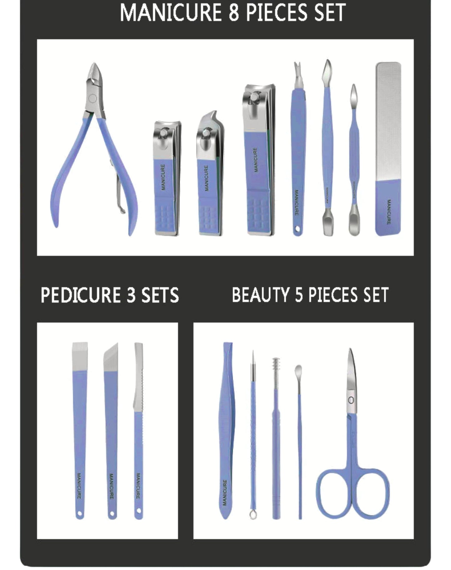 Juego de cortaúñas, kit de manicura y pedicura, kit de cuidado de uñas, cortaúñas para adultos, kit de cuidado de uñas para Hombres, kit de cuidado de uñas, kit de uñas de viaje, manicura Profesional