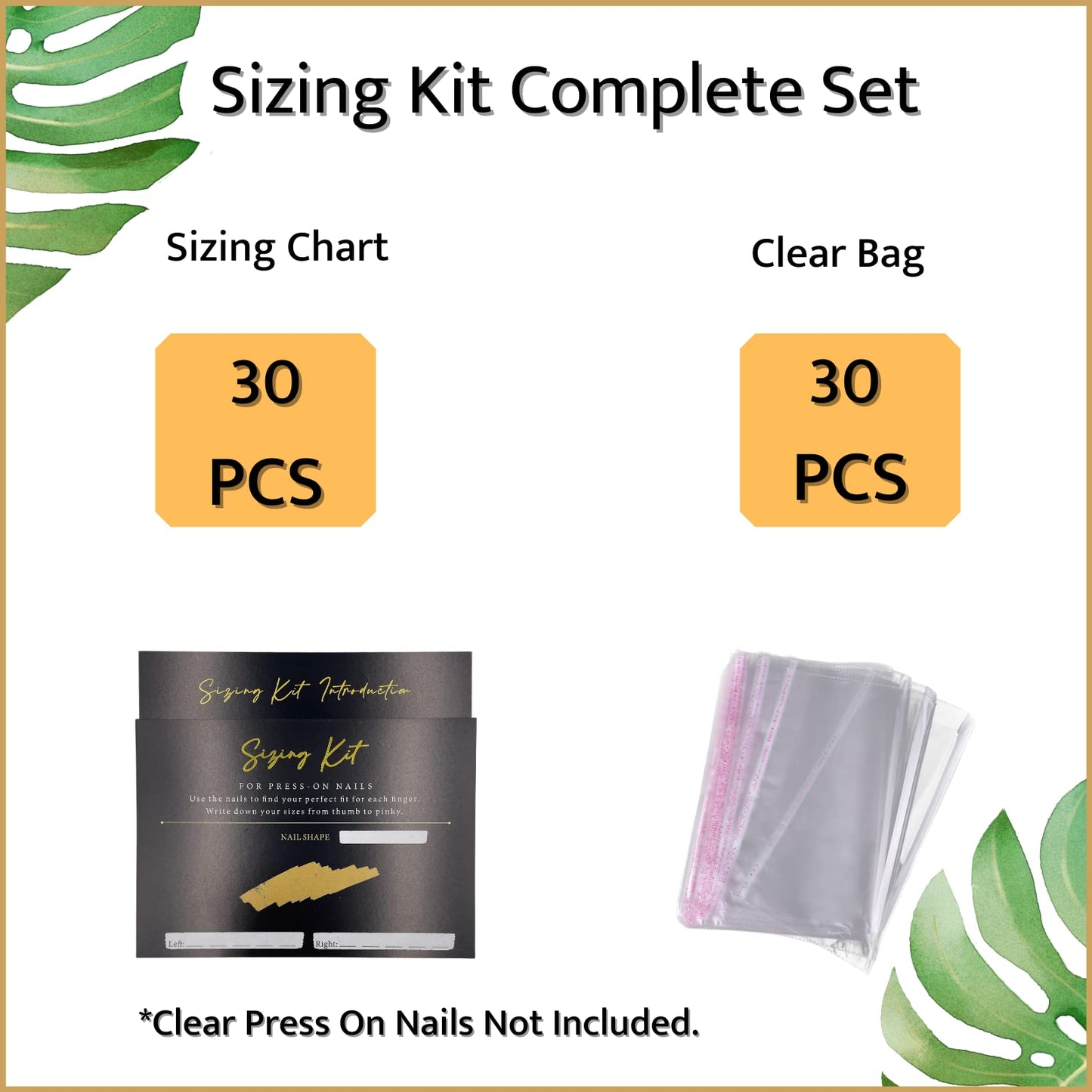 Press On Nails Sizing + Display Storage Card Bundle