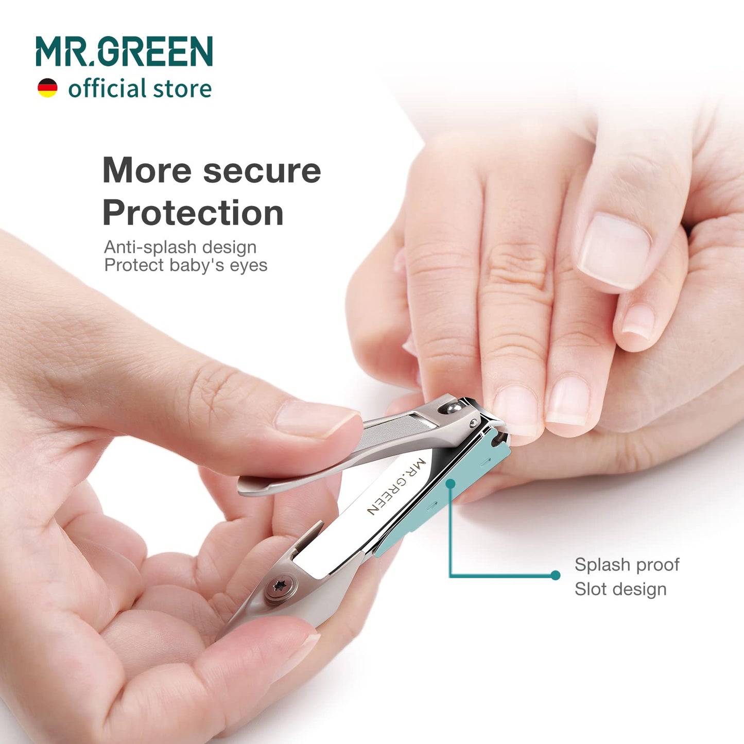 MR.GREEN Baby Safety Nail Clippers Nail Care Clippers Fingernail Cutter Newborn Baby Convenient Nail File Manicure Tools (Baby Nail Clipper+Nano Glass File)