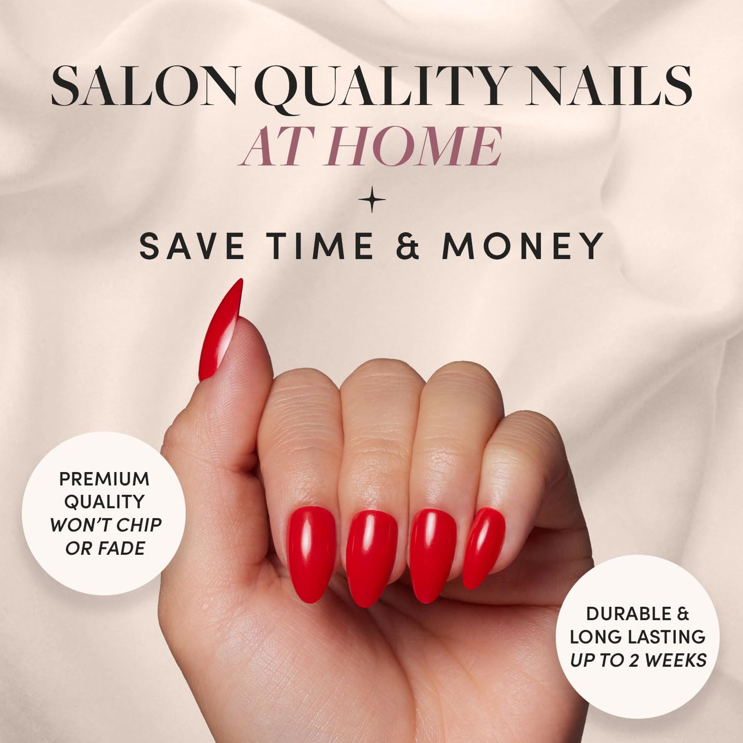 Glamnetic Press-On Nails Bundle - Midnight Blue & Fiery Red | Dark Navy Blue Short Almond False Nails | Bright Red Short Almond Fake Nails | Reusable, Salon-Quality Nail Kits