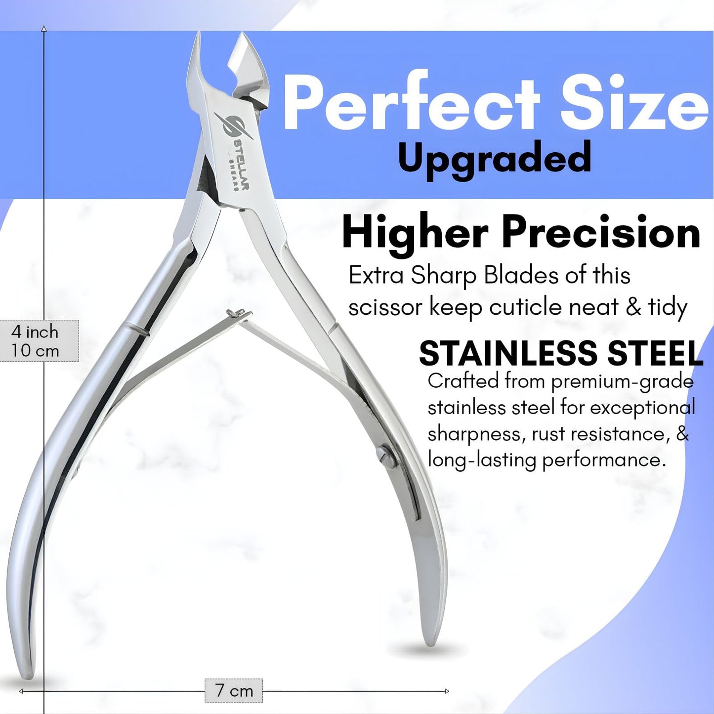 Stellar Shears 5-in-1 Cuticle Trimmer Set – Professional Cuticle Nipper, Scissors, Pusher, Tweezer & Nail File – Stainless Steel Manicure Pedicure Kit for Women, Salon & Home Nail Care (Silver)
