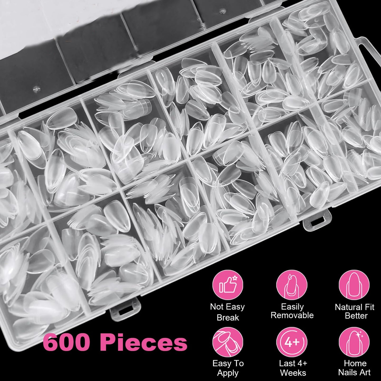 Extra Long & Extra Short Soft Gel Nail Tips Kit, Nail Extenstion Manicure Home Salon DIY Pre-shaped Clear Almond Square Stiletto Press On Nails, BlueZOO