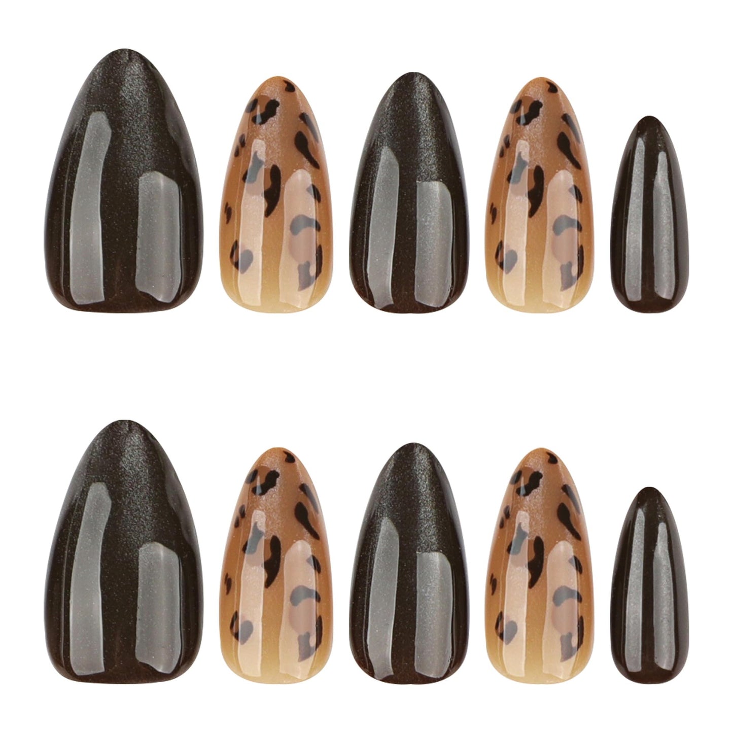 XZMeiLun Brown Cat Eye Press On Nails Short Almond – Leopard Print Designs, Acrylic Reusable Fake Nails with Adhesive Tabs Glue, Salon Quality Nail Press Ons - Magnetic Nail Kit for Women Manicure