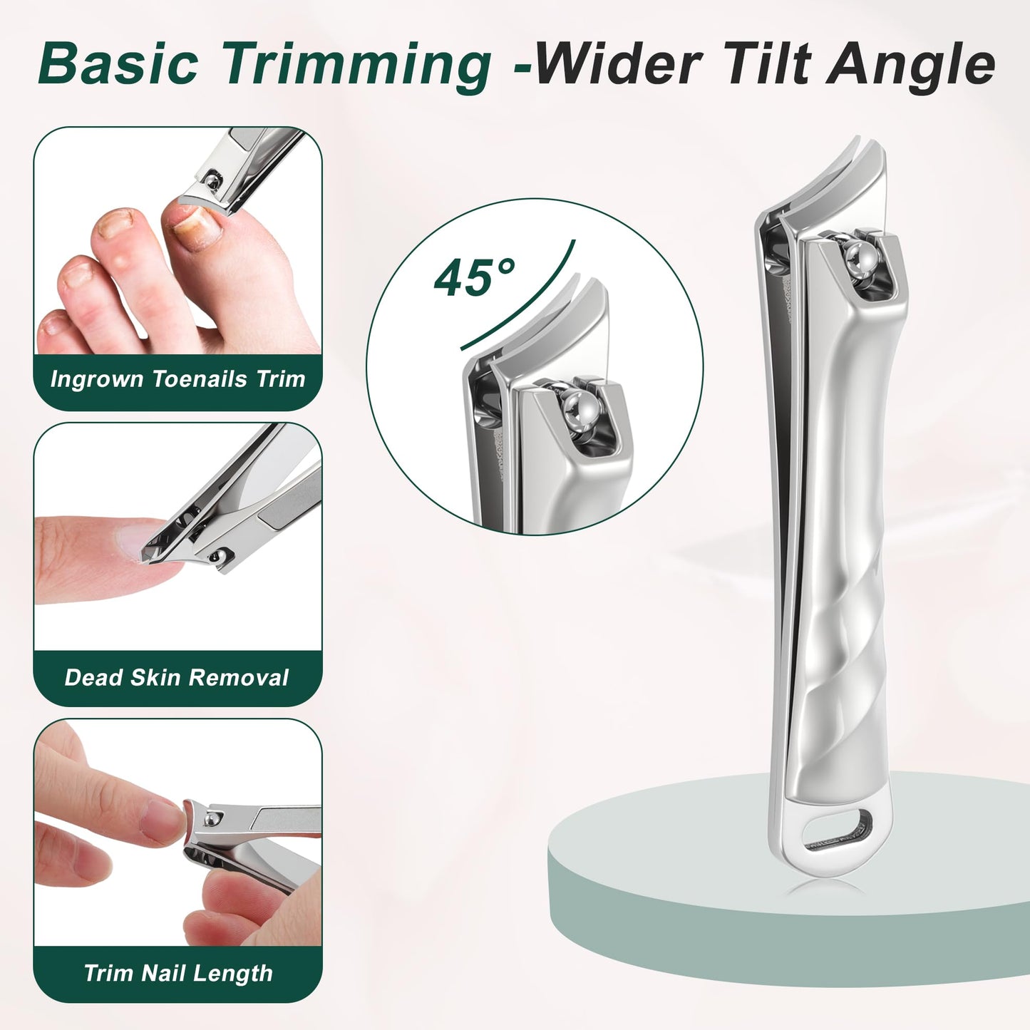 VOCOSTE Toenail Care Kit 6-Piece Ingrown Toenail Tools, Professional Grooming Set for Pointed Slanted Nail Clipper, Nail Files, Nail Steel Push, Fingernail and Pedicure Tools at Home