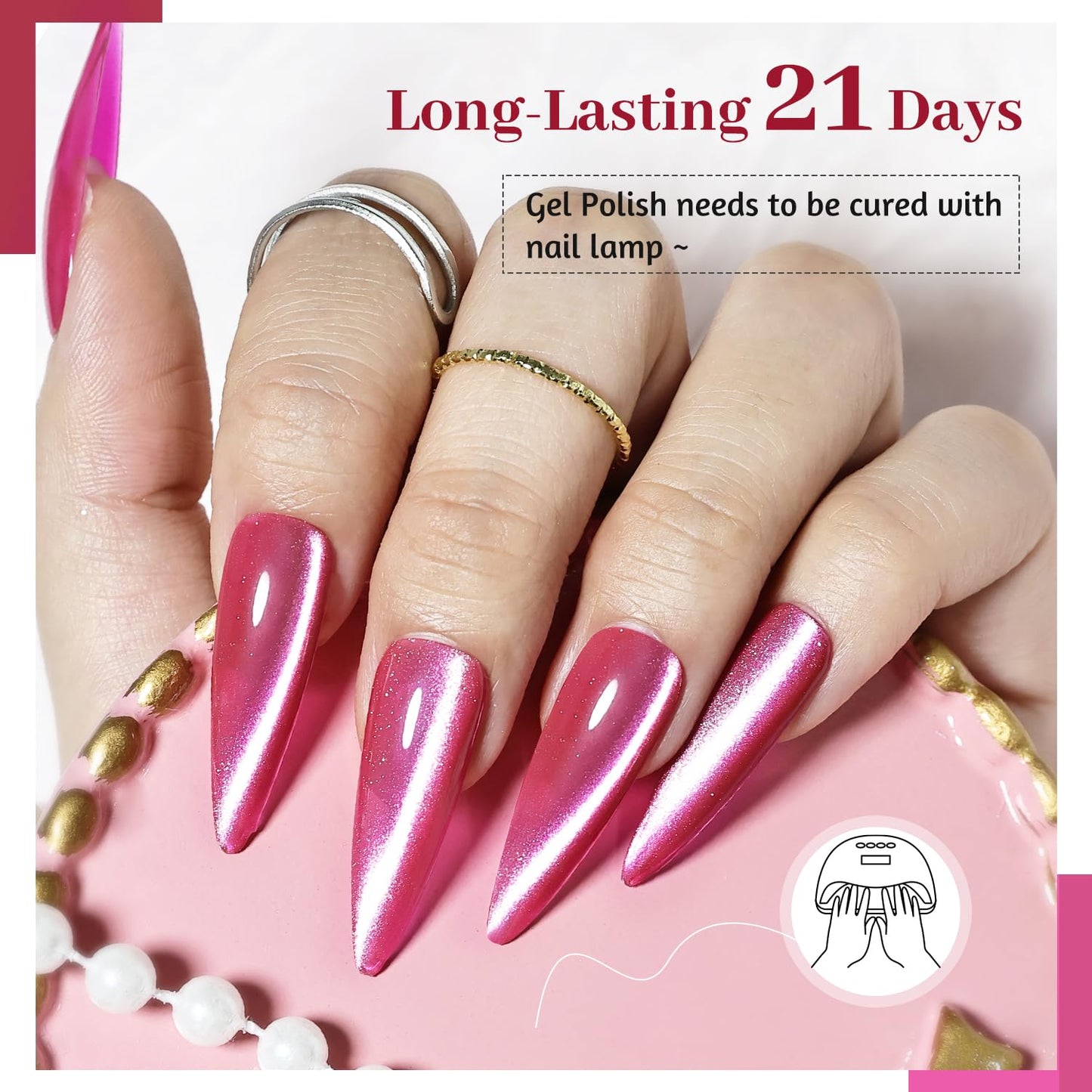 JODSONE 12 Colors Cat Eye Gel Nail Polish Set Blue Purple Red Black with Base Coat &Top Coat Magnet for DIY Salon Nails All Seasons