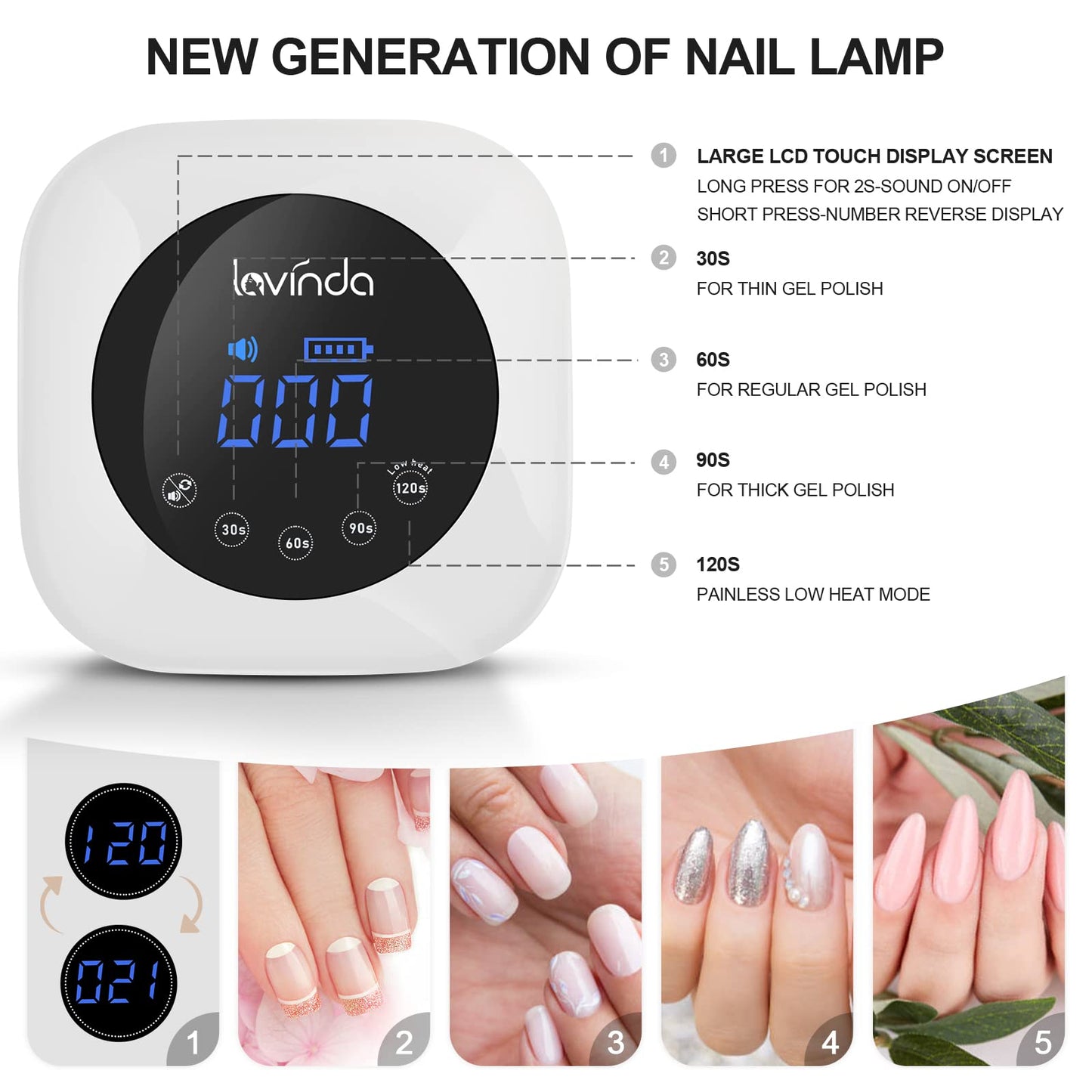 Professional Rechargeable Nail Drill Machine, Lavinda Diamond 35000RPM Electric Nail File, UV LED Nail Lamp, Lavinda Cordless Gel Nail Lamp 48W Rechargeable Nail Dryer