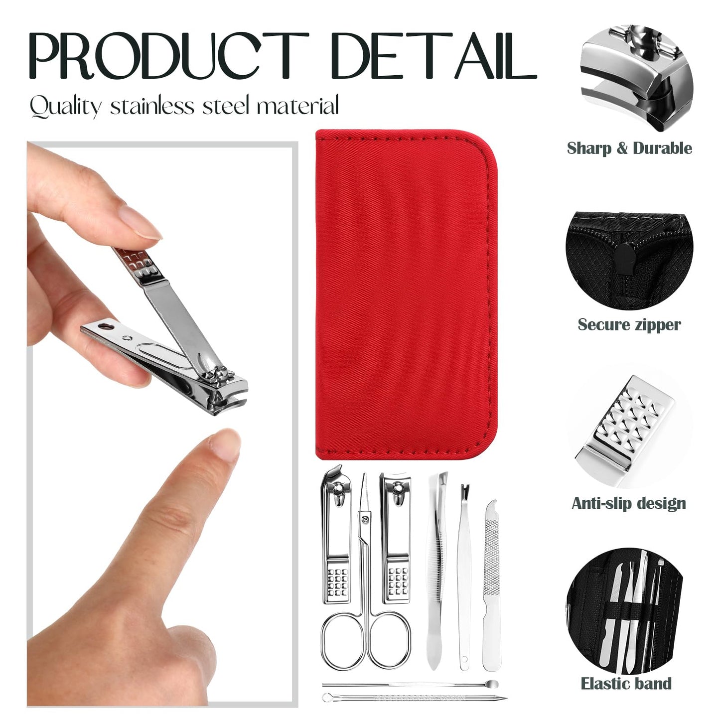 WILLBOND 50 Sets Manicure Set Bulk Gifts for Father's Day, 8 in 1 Nail Clippers Kit with Travel Case, Nail Care Kit Stainless Steel Pedicure Grooming Tools for Family(Zipper Style)