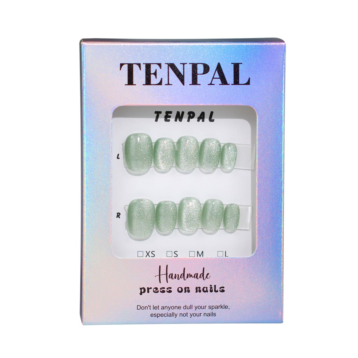 TENPAL Handmade Press On Nails Cat Eye, 10Pcs Short Square(S)