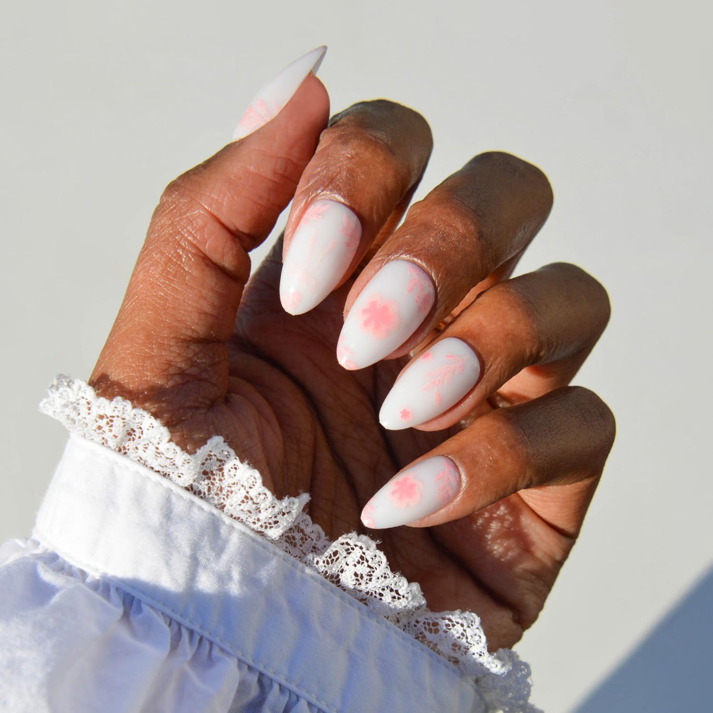 Glamnetic Press-On Nails Bundle - Flowers For You | 2 Short Almond Fake Nails with Romantic Floral Designs, Perfect For Valentine's Day | Durable, Salon-Quality Nail Kits