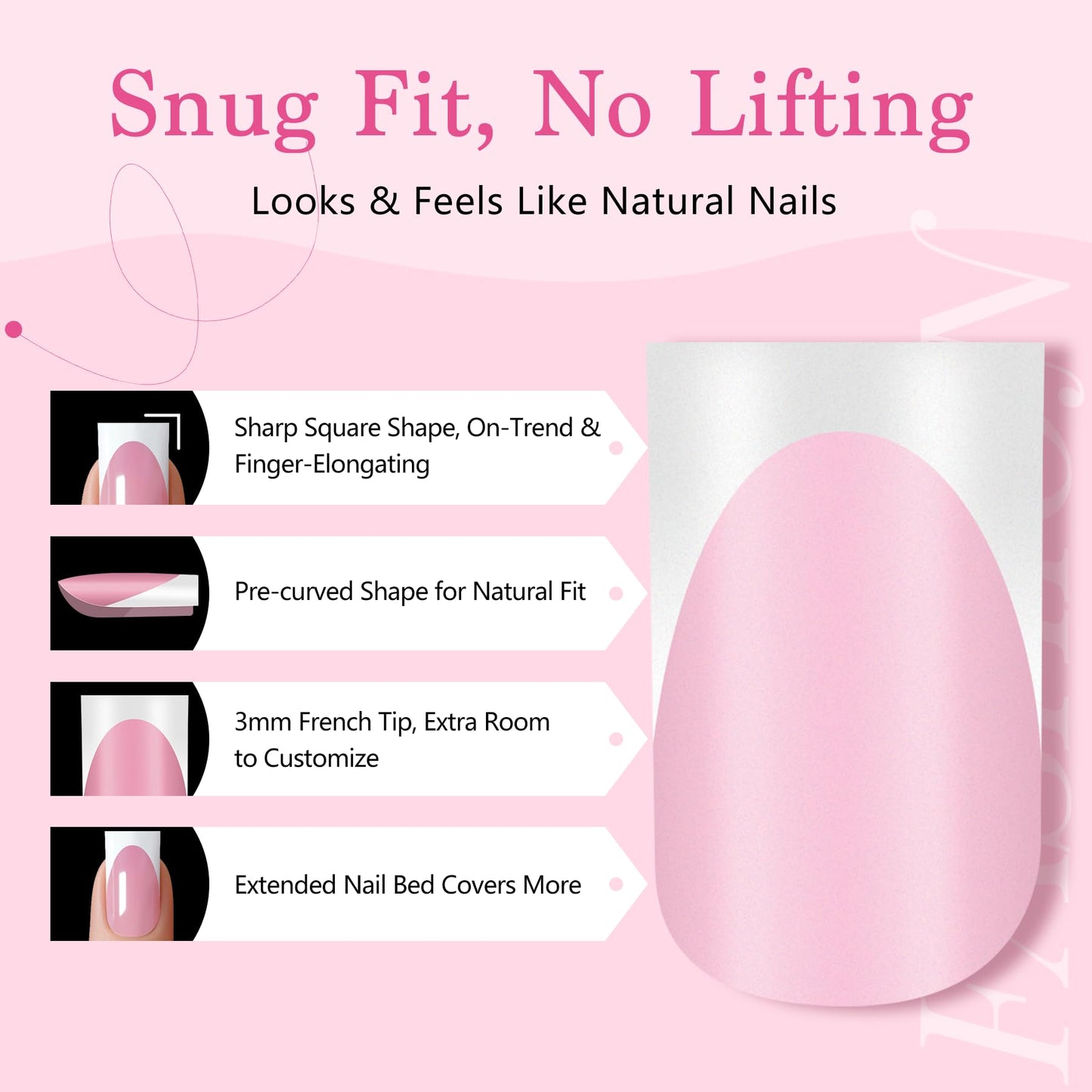 Qiek French Tips Press On Nails - 150Pcs Light Pink Short Square Soft Gel Nail Tips Pre-Designed, 15 Sizes Fake Nails for Nail Art DIY, False Nails Salon Quality Manicure at Home Gifts For Women