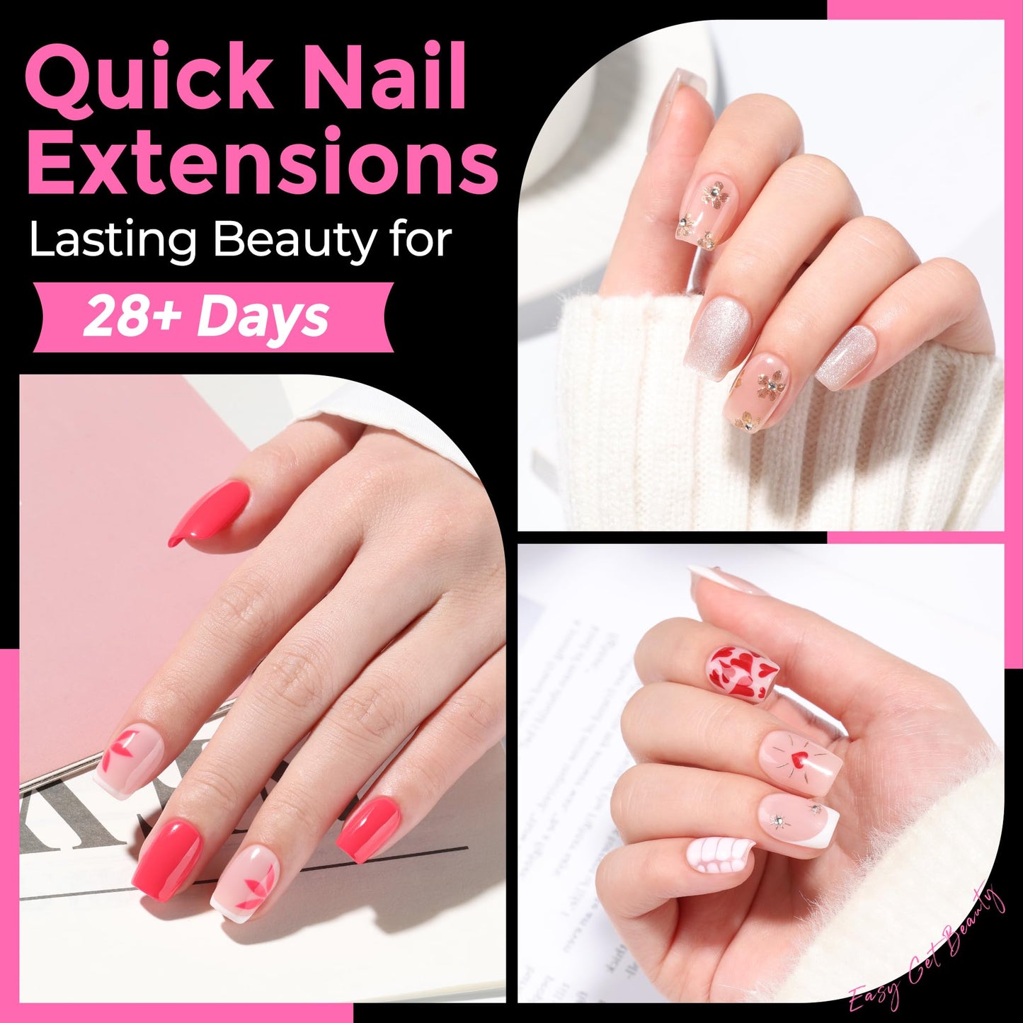 UNA GELLA Short Square & Squoval Nail Tips 216pcs Pre-Etched Short Square Round Oval Press on Nails Squoval Clear Acrylic Fake Full Cover Gel Nails Tips for Nail Extensions Home DIY Salon 12 Sizes