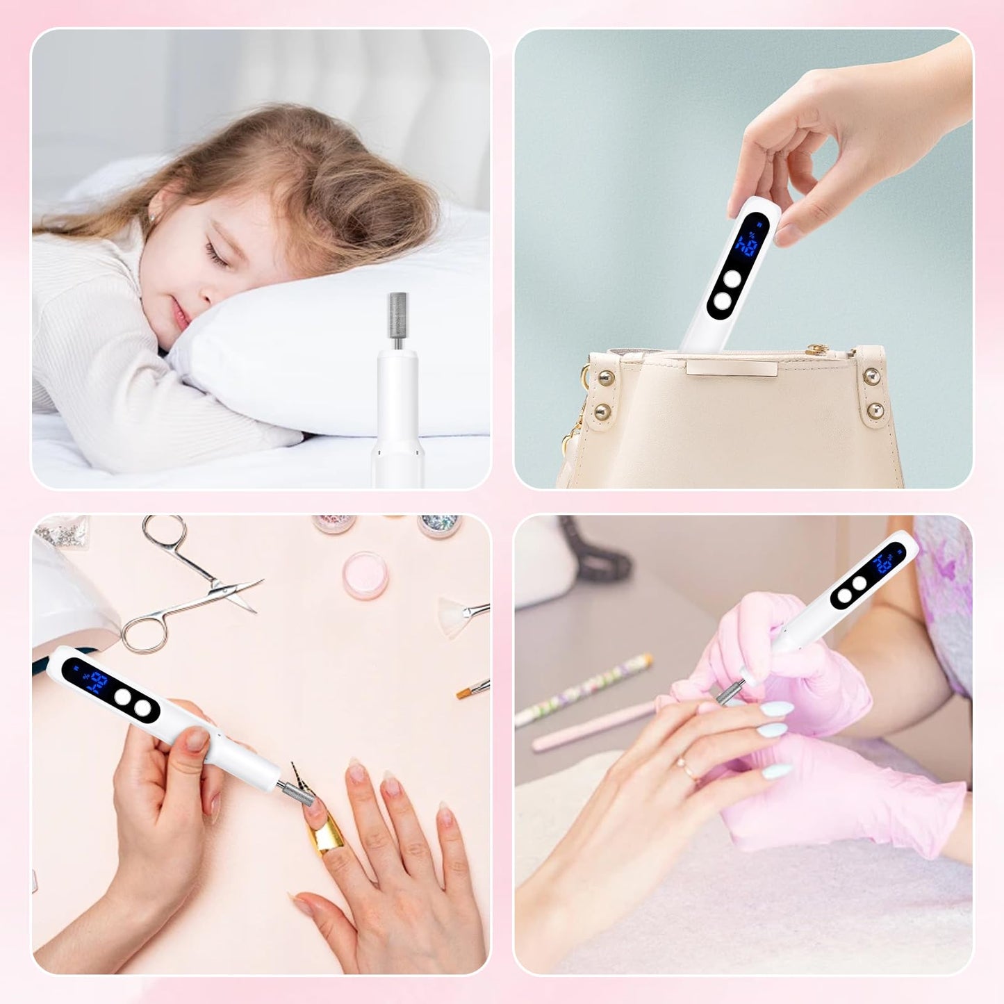 Professional Manicure Pedicure Kit, Electric Nail Drill with 360° LED light& LCD Display, Electric Nail File Pedicure Tools for feet, Hand Foot Care Nail Drill for Thick Nail Toenail Cuticle Women Men