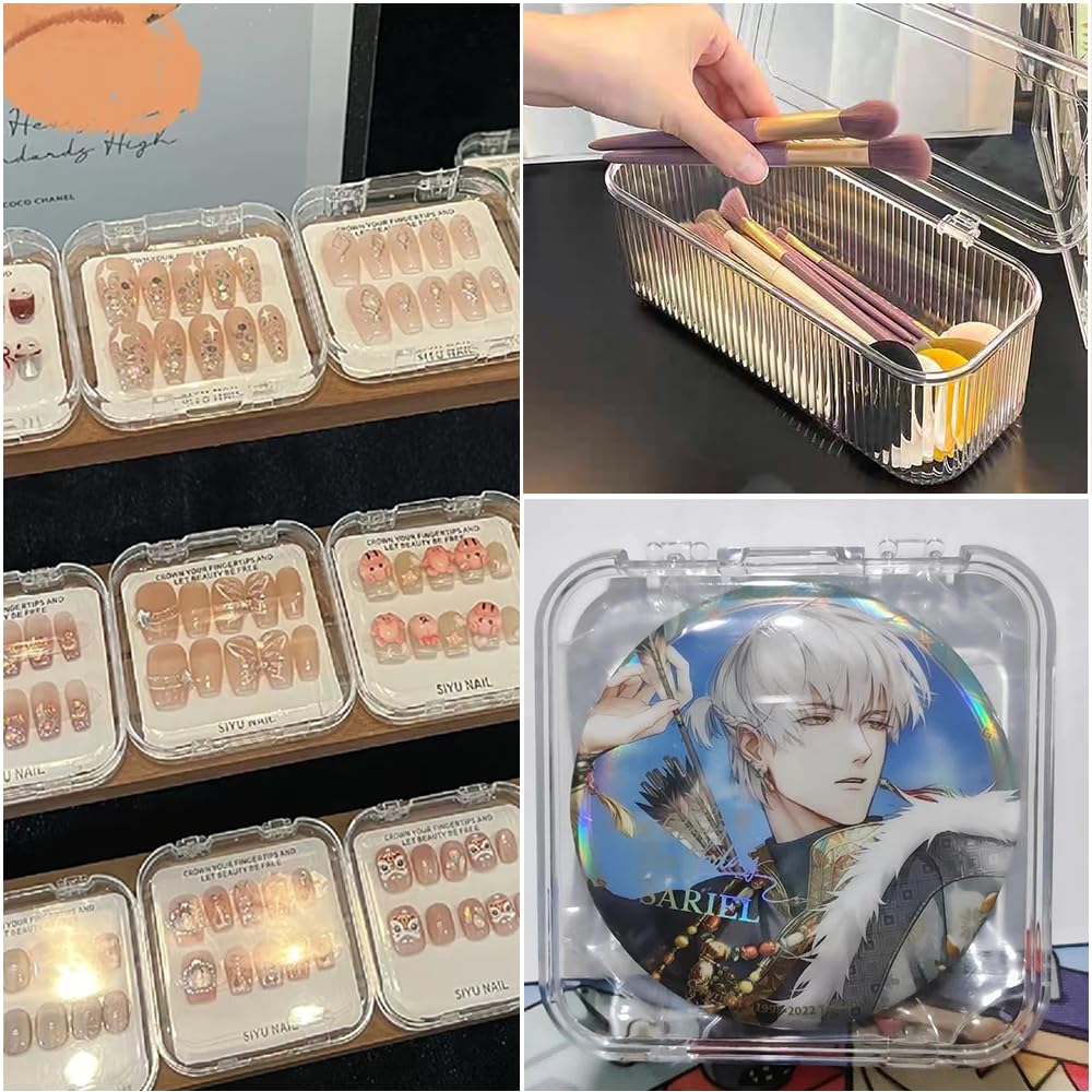 JOBEDE Press On Nail Case, 10 Pcs Press on Nail Boxes with1 Big Storage box 60 Pcs Adhesive Double Sided Tape