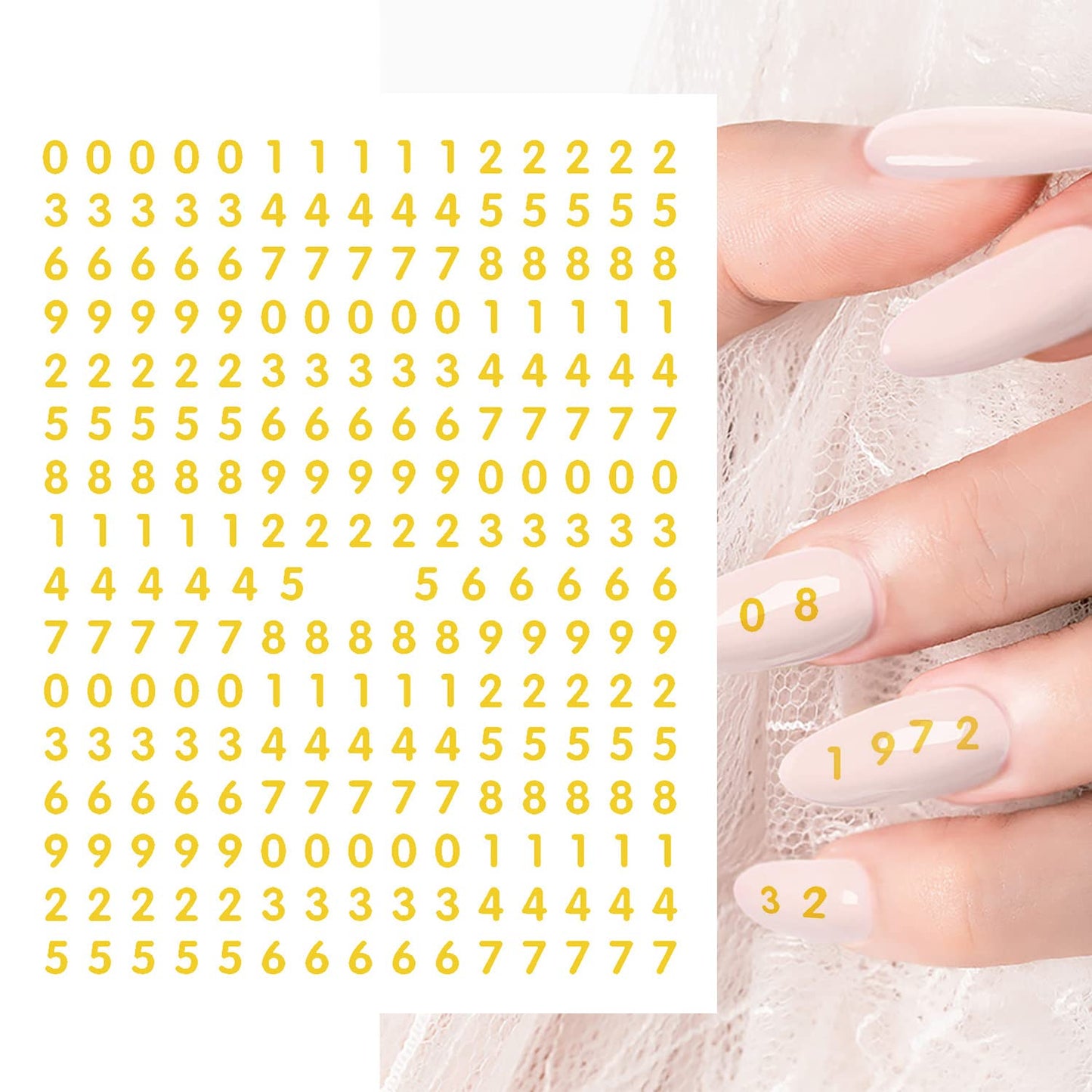 DANNEASY 8 Sheets Small Number Nail Art Stickers for Women Kids Girl Number for Nails Self Adhesive Nail Stickers Numbers Nail Decals 3D Nail Design Nails Decoration