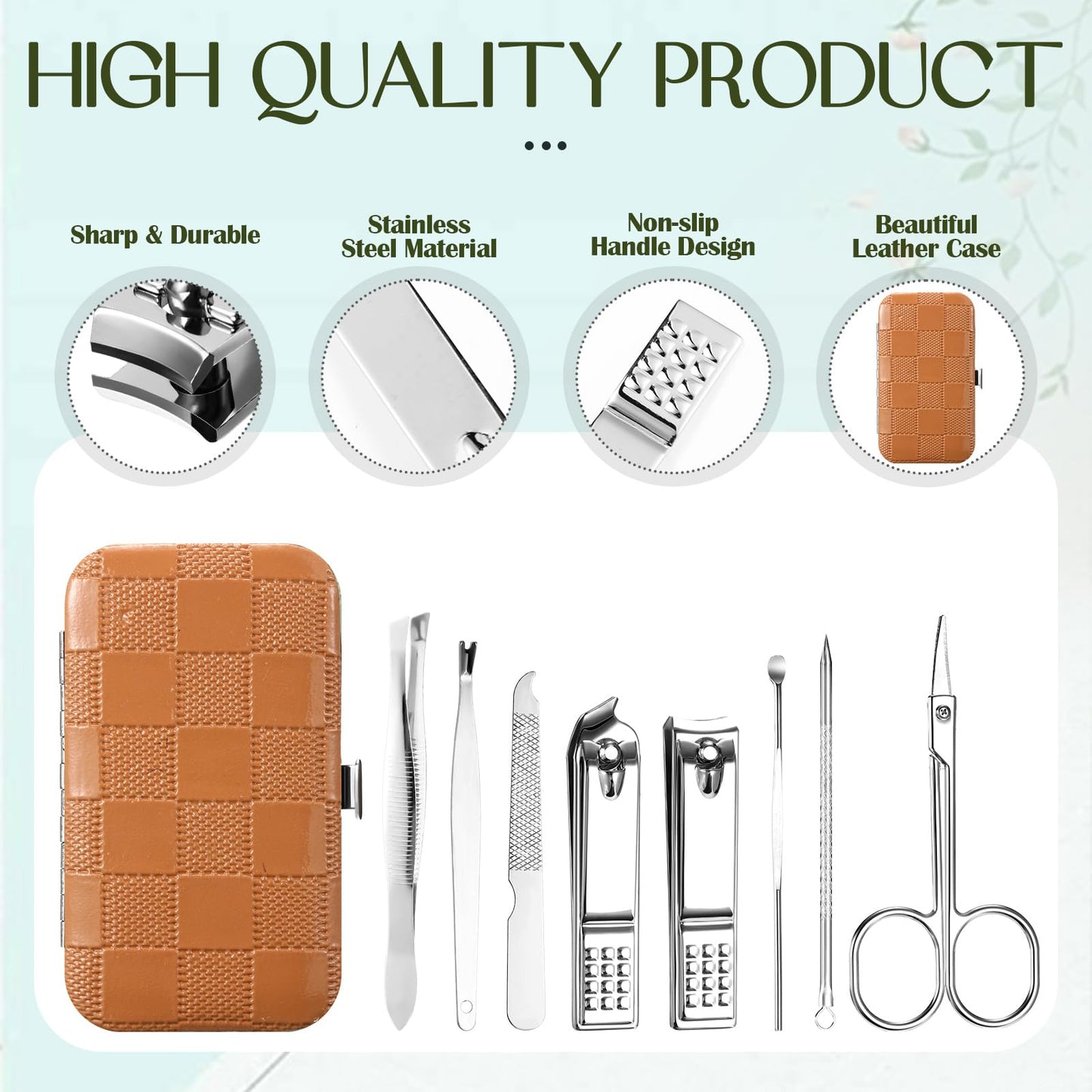 Lanties 24 Sets Manicure Pedicure Bulk Gifts Professional Nail Care Gifts, Travel Nail Clippers Kit 8 in 1 Stainless Steel Pedicure Set with Case Portable Grooming Kits for Women Men(Classic)