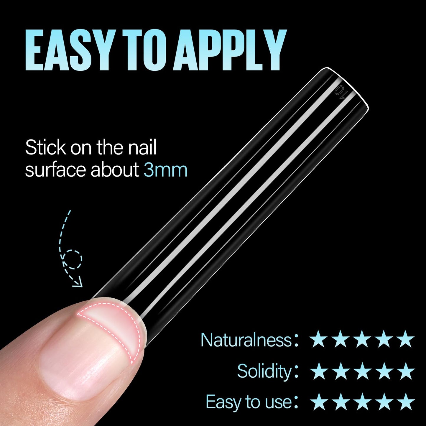 TOMICCA 3XL Extra Long Square Nail Tips No C Curve, 504PCS Half Cover Clear Acrylic False Nails, Straight Flat Fake Nail Tips for Acrylic Gel Manicure, Professional Salon & Home DIY 12 Sizes