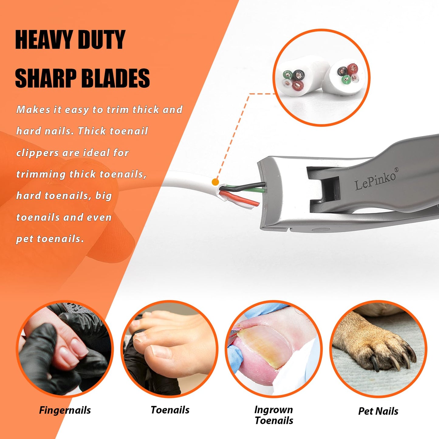 Angled Head Large Toenails Clippers for Seniors, Nail Clipper for Thick Toenails and Fingernails, Nail Cutter with Catcher, Nano Glass Nail Buffer, Gifts for Stocking Stuffers Men Women