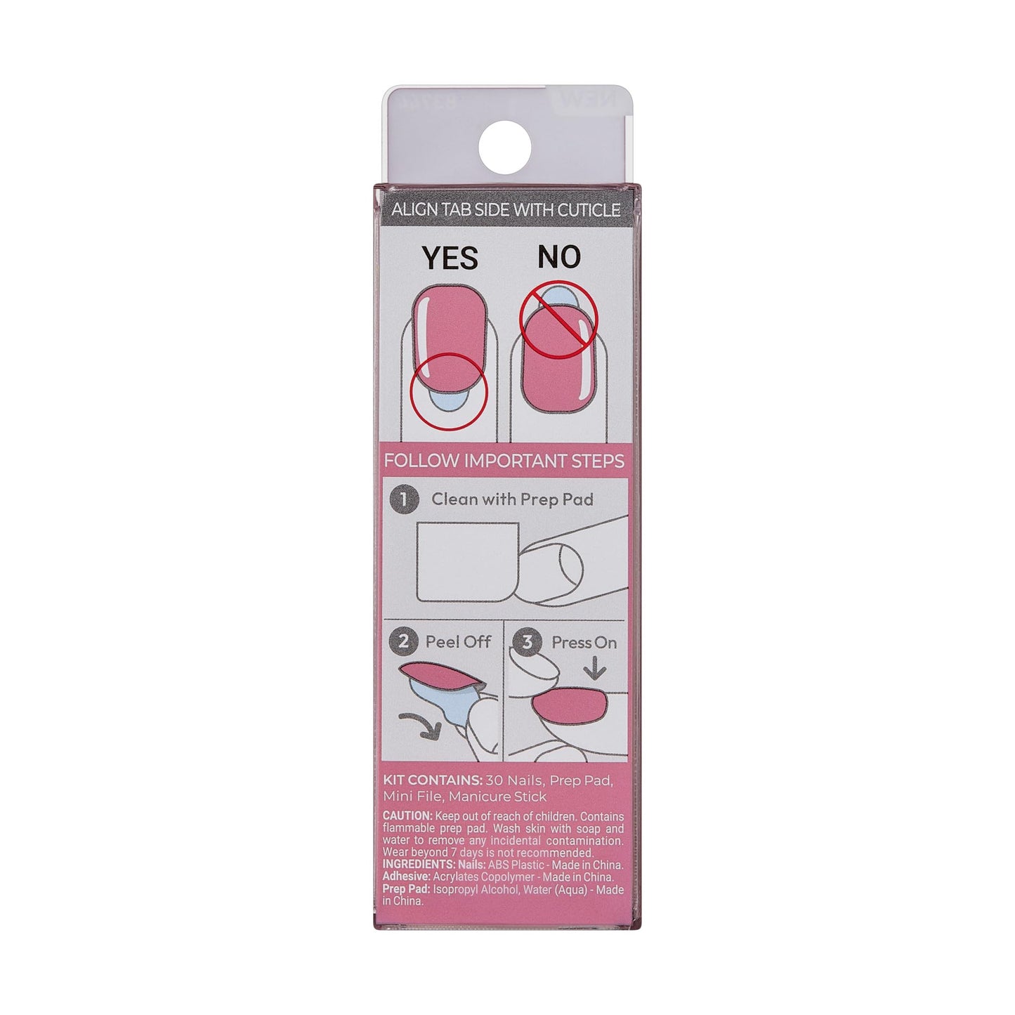 Kiss Impress No Glue Mani Press On Nails, 'Petal Pink', Pink, Short Size, Squoval Shape, Includes 30 Nails, Prep Pad, Instructions Sheet, 1 Manicure Stick, 1 Mini File
