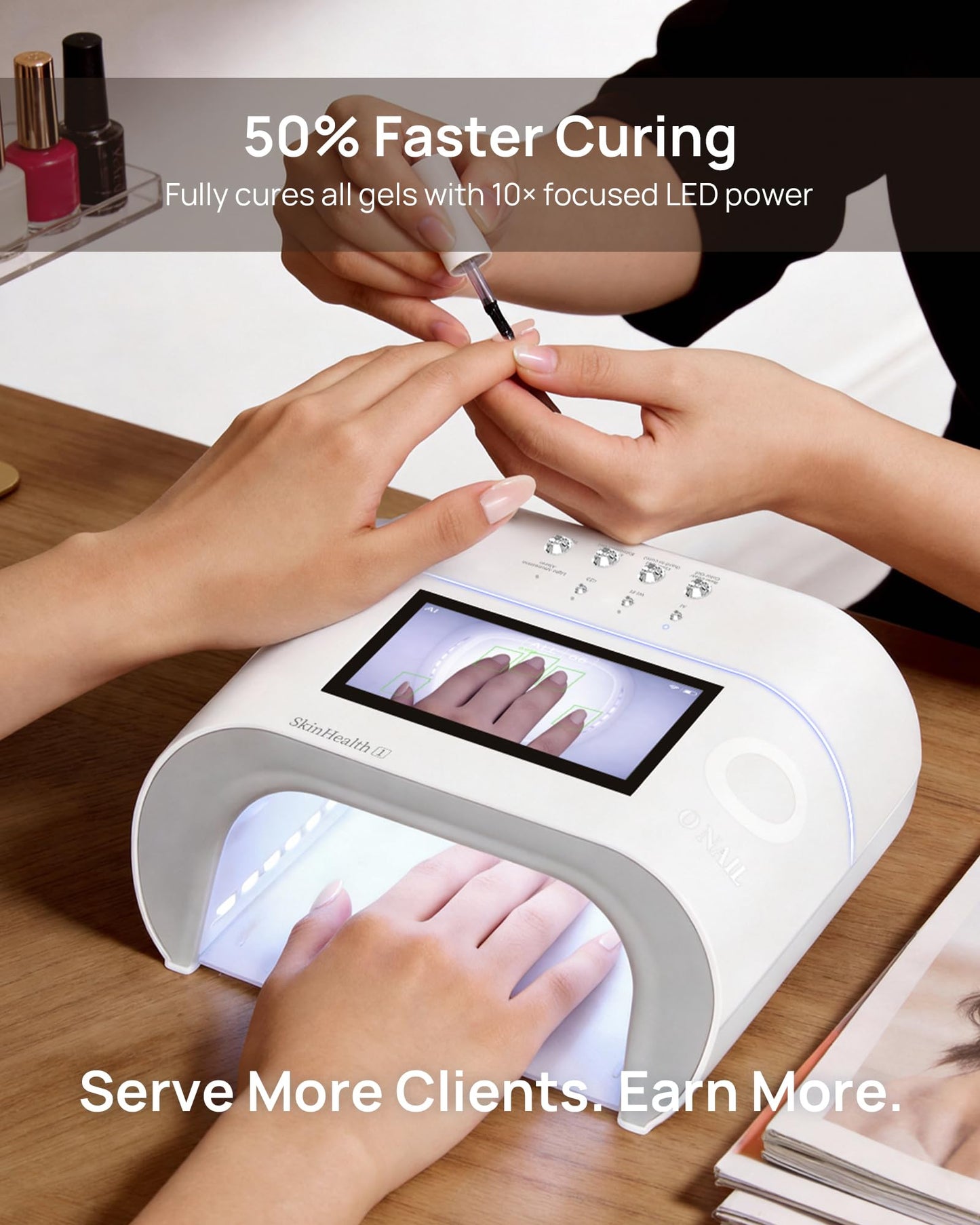 AI UV LED Best Nail Lamp-O NAIL AI Precision Scan,Reduce Excess UV Skin Damage-2in1 AI Computer&Nail Dryer with HD Visible Screen,109 LEDs 2X Faster Curing,Nail Curing Lamp for Salon and Home Pink