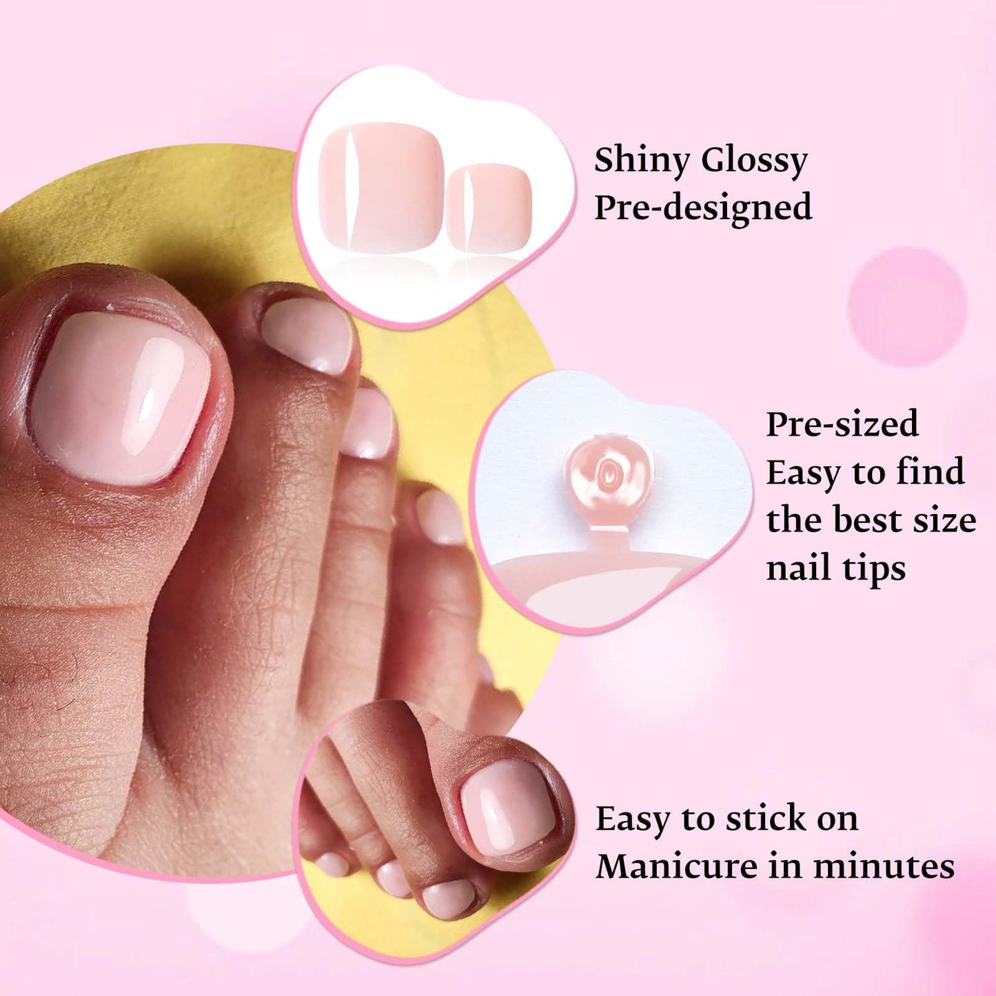 LoveOurHome 120pc Nude Press on Toenails Women Fake Toe Nails with Glue Tabs, Nude Fake Toenails Press on Toe Nails Glue on Toenail Acrylic Toes Nail Tips Artificial False Toenail for Women Girls
