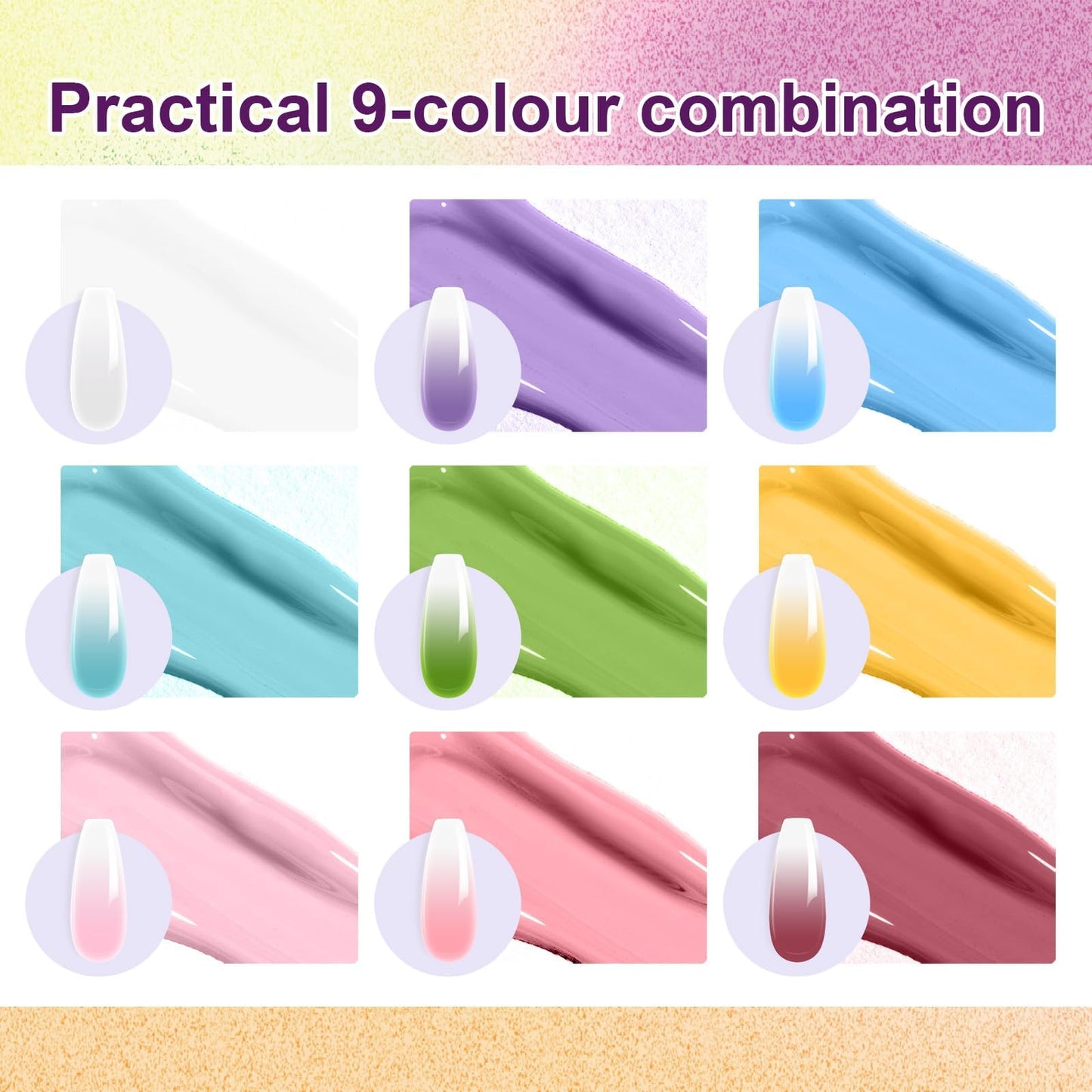 U-Shinein Gradient Painting Gel, 9 Bright Colors Ombre Gel Nail Polish Light Pink Blue Summer Kit Sponging for Pigment Pat Nails Aura Nails French Manicure Soak Off UV Bloom Summer