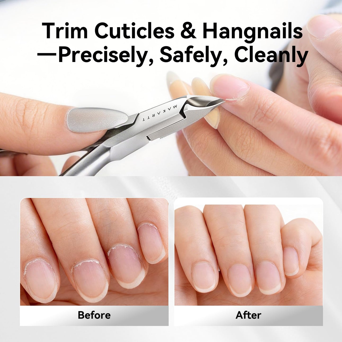 Makartt Professional Cuticle Nipper: 1/2 Jaw Precision Cuticle Trimmer for Beginners & Nail Technicians, 5mm Short Blade, Rust-Resistant Stainless Steel, Salon & Detailed Nail Art Use (Pearl Chrome)