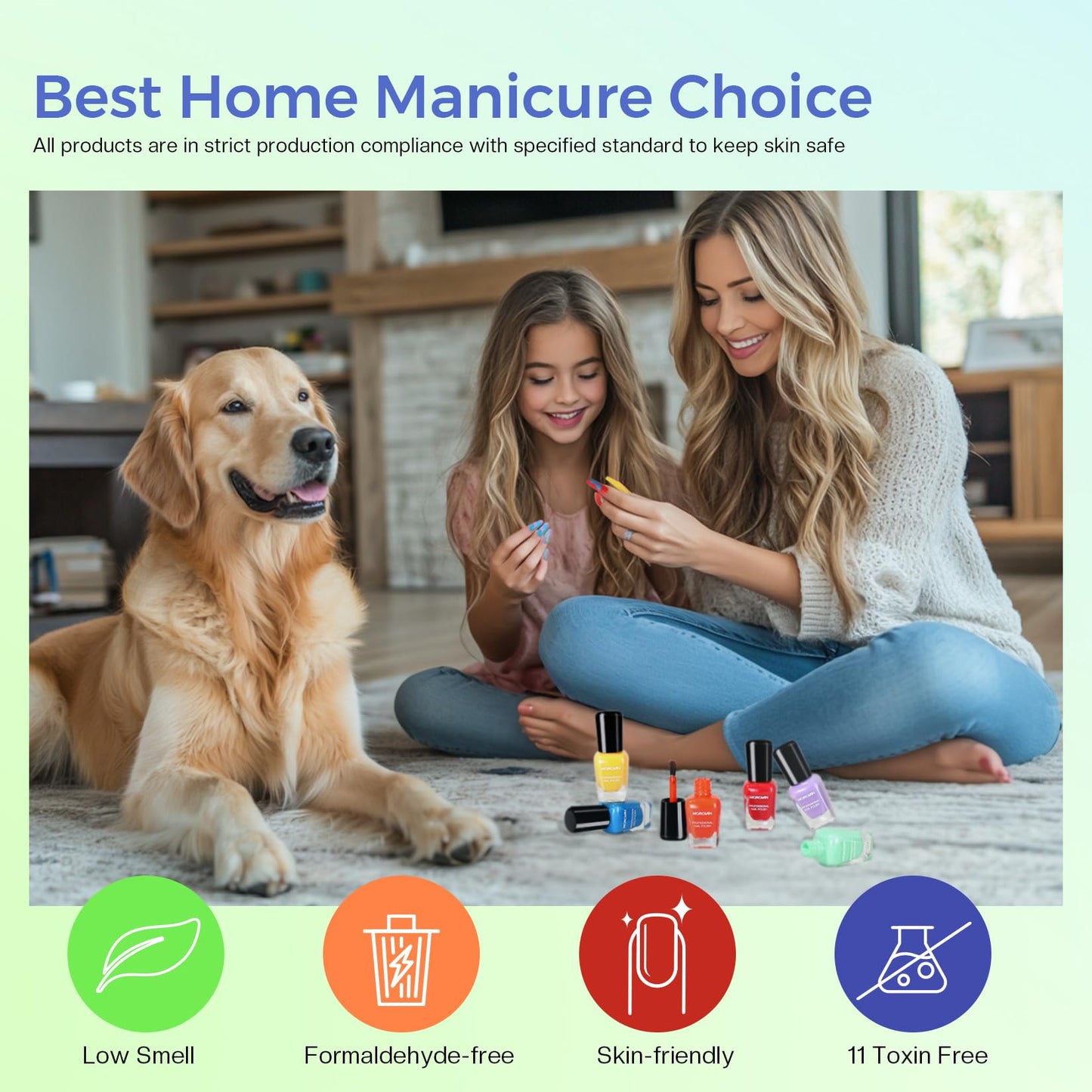 Morovan Nail Polish Set Fingernail: 2026 Spring Summer Gift 36PC Glitter Bright Air Quick Dry Nail Polish Kit with 2-in-1 Base Top Coat Regular Pack Finger Nail Art DIY Home for Women Girls 0.18 FI oz