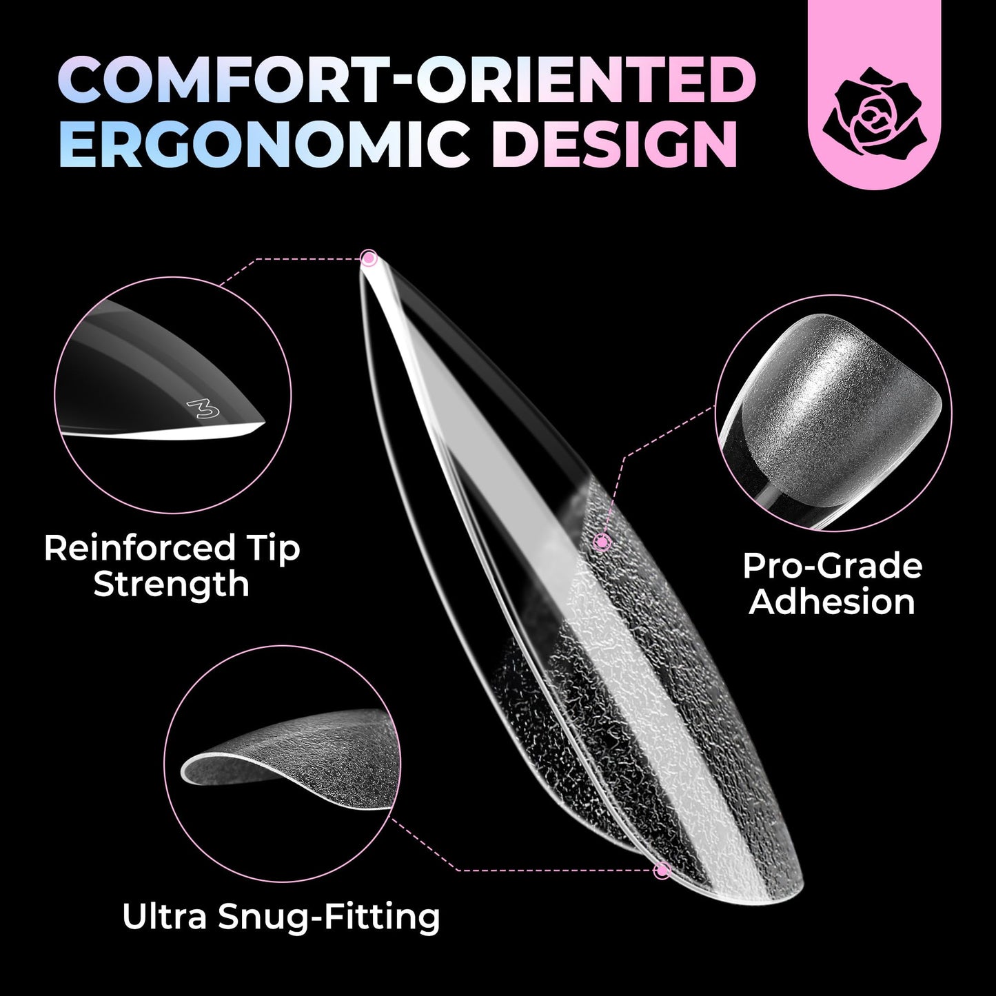 UNA GELLA Short Almond Nail Tips 15 Sizes 300PCS Pre-Etched Soft Gel Clear Nail Tips Easy DIY Salon Short Almond Press On Nails Snug Fit Acrylic Fake Tips Extensions Long-Lasting Hold
