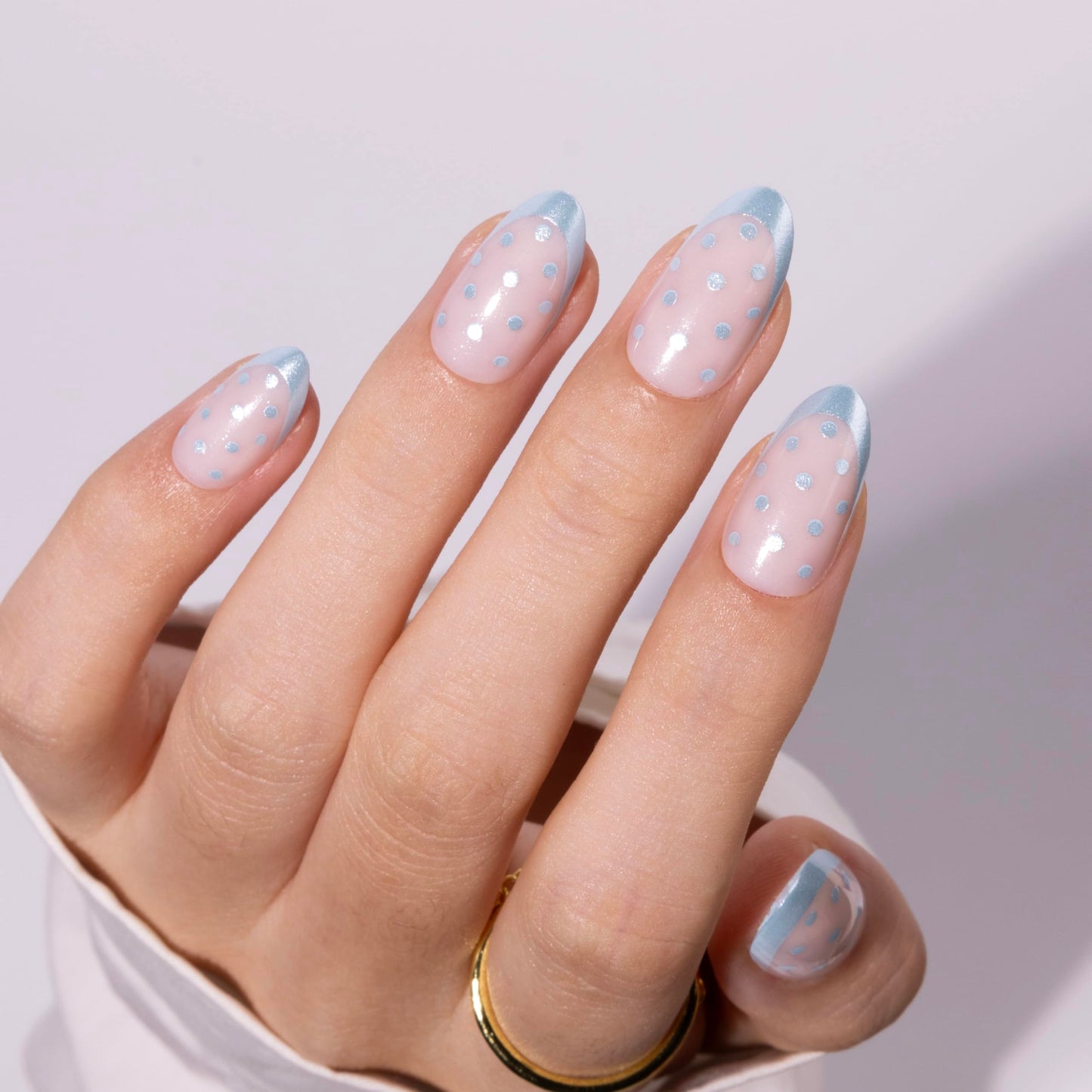 PILOLO Press On Nails Polka Dot Fake Nail Tips Adhesive Reusable Full Cover Acrylic False Nails Long Almond Stick On Manicure Set for Women Girls Gift (Pastel Summer Breeze)