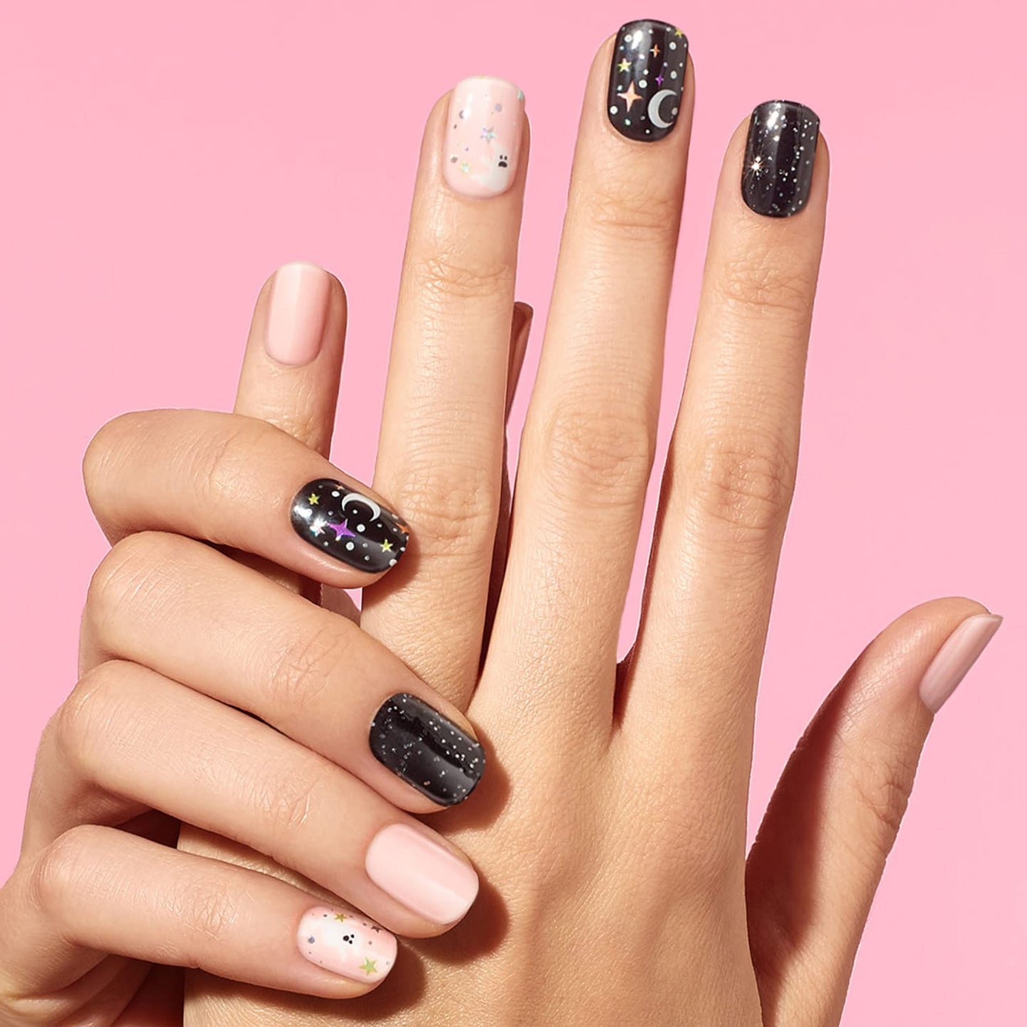 Dashing Diva Gloss Halloween Glow in The Dark Nail Strips - Boo Crew | UV Free, Long Lasting, Cute Halloween Gel Nail Stickers | Contains 32 Nail Wraps, 1 Prep Pad, 1 Nail File