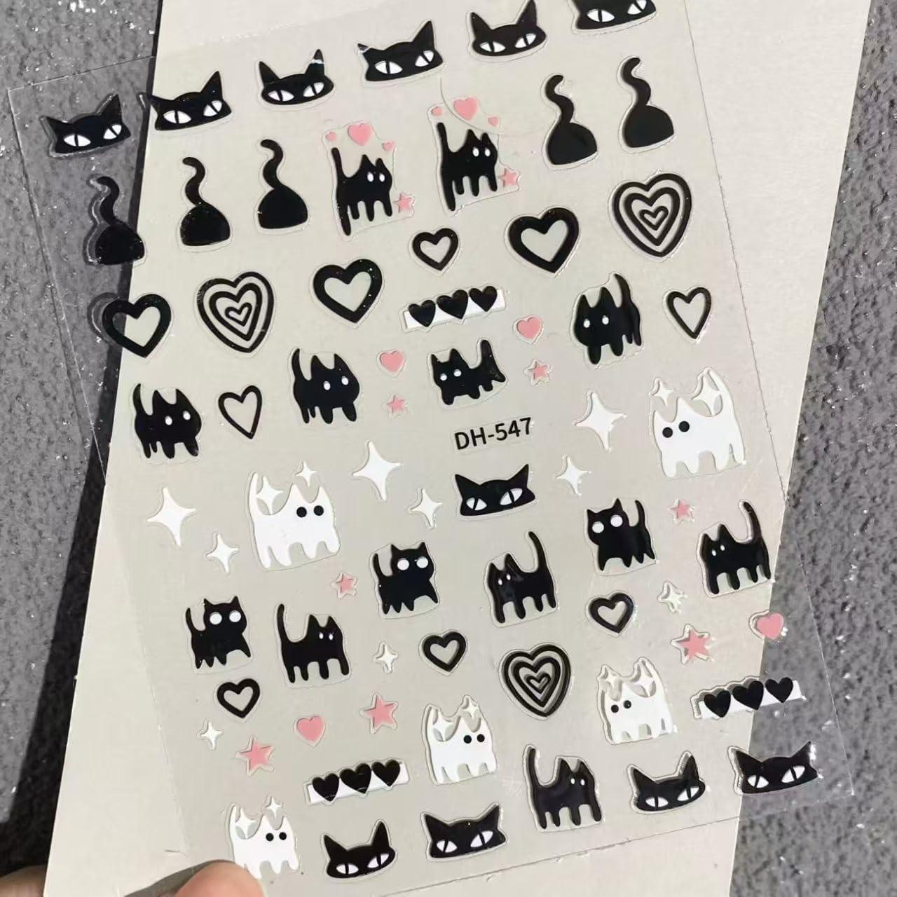 SIMAYKUWA Cute Nail Art Stickers with Cats and Bunnies - Kawaii Doodle Design Nail Stickers for DIY Nails, Waterproof Long Lasting Nail Decals for Women Girls.Set of 4 Sheets