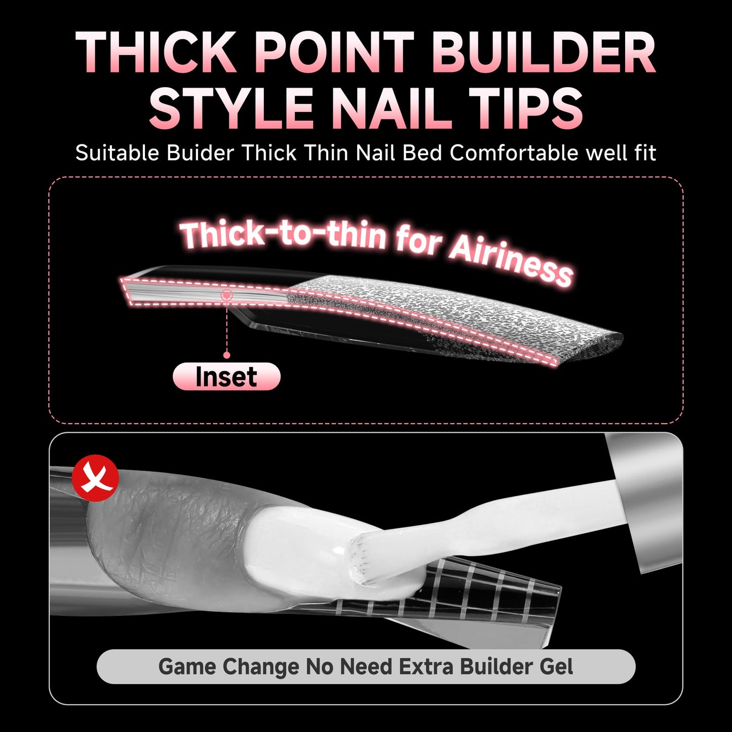 UNA GELLA Square Nail Tips X-Soft Thicker Flexible Gel Nails 330PCS Pre-etched Square Nail Tips Press on Full Cover Acrylic Fake Nails Strength Clear Nails for Nail Extensions DIY Salon 15 Sizes