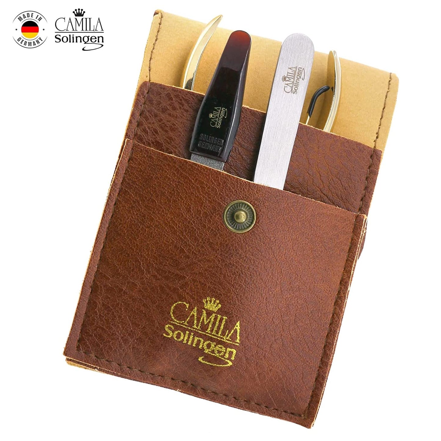Camila Solingen CSK2 Pedicure and Manicure Set with Nail File, Cuticle Trimmer and Tweezers for Perfect Cuticle Care and for Nose and Eyebrow Hair Cutter, Perfect Pedicure Tools and Skin Tag Remover