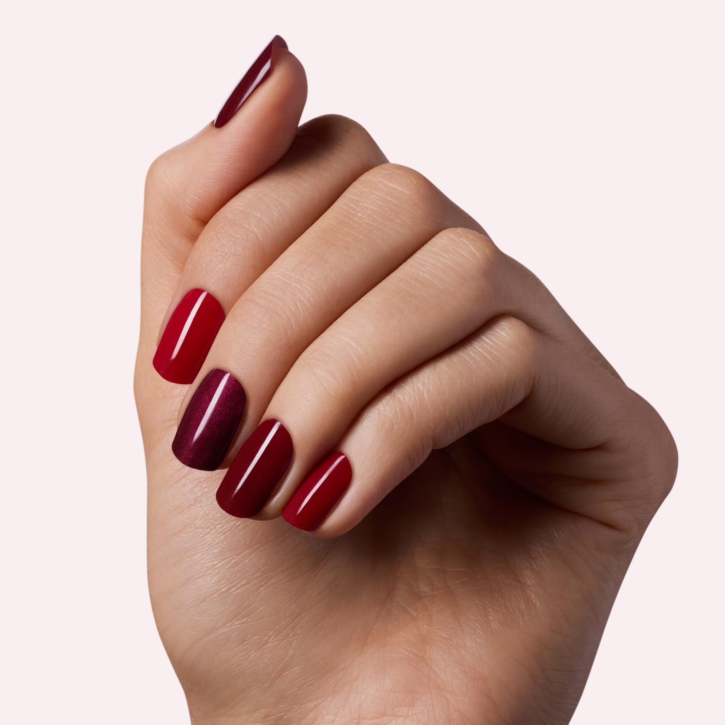 Dashing Diva Glaze Nail Strip 3-in-1 Kit - Best of Reds - Long Lasting, Chip Resistant, Semi-Cured Gel Nail Strips - Contains 96 strips, 3 prep pads, 3 manicure sticks, 1 nail file