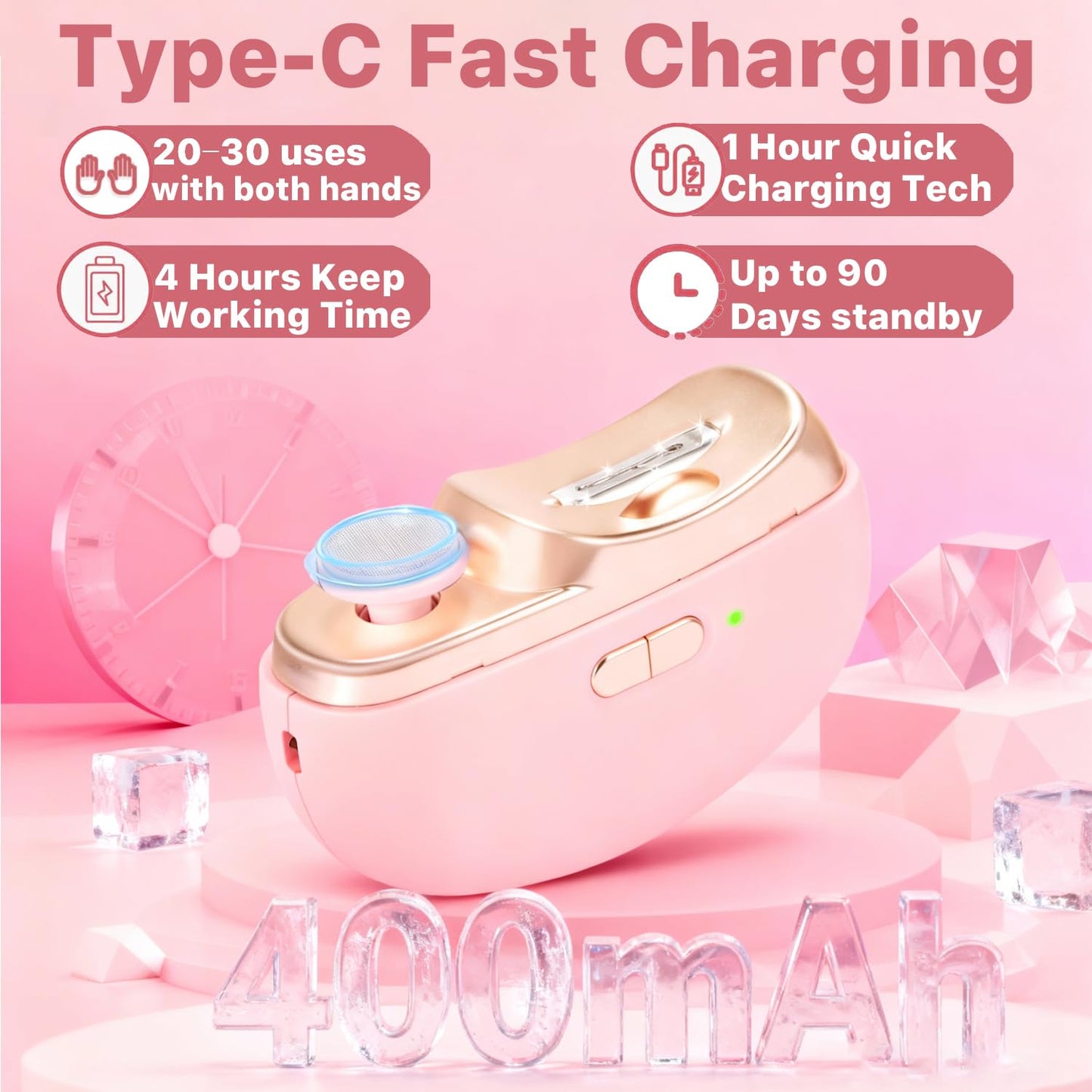 Electric Nail Clipper, Electric Nail Clippers for Seniors, 2026 2 in 1 Multifunctional Electric Nail Trimmer for Adults，Kids with Polishing and 2 Speeds (Pink)
