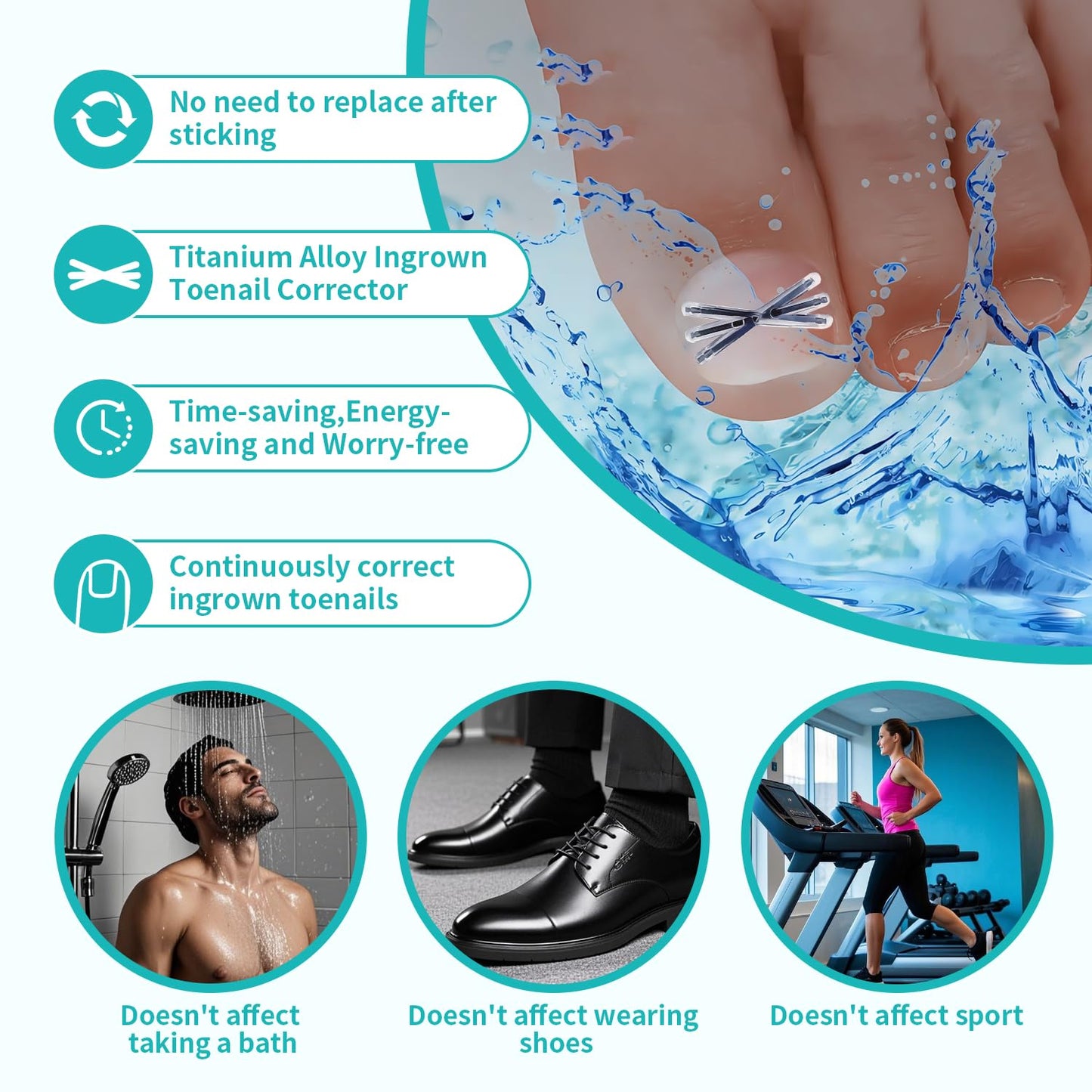 Upgraded Titanium Alloy Ingrown Toenail Corrector with Upgraded 6-Angle Shape,3x Stronger Pull Force,Ingrown Toenail Removal Kit, Ingrown Toenail Treatment for Women and Man