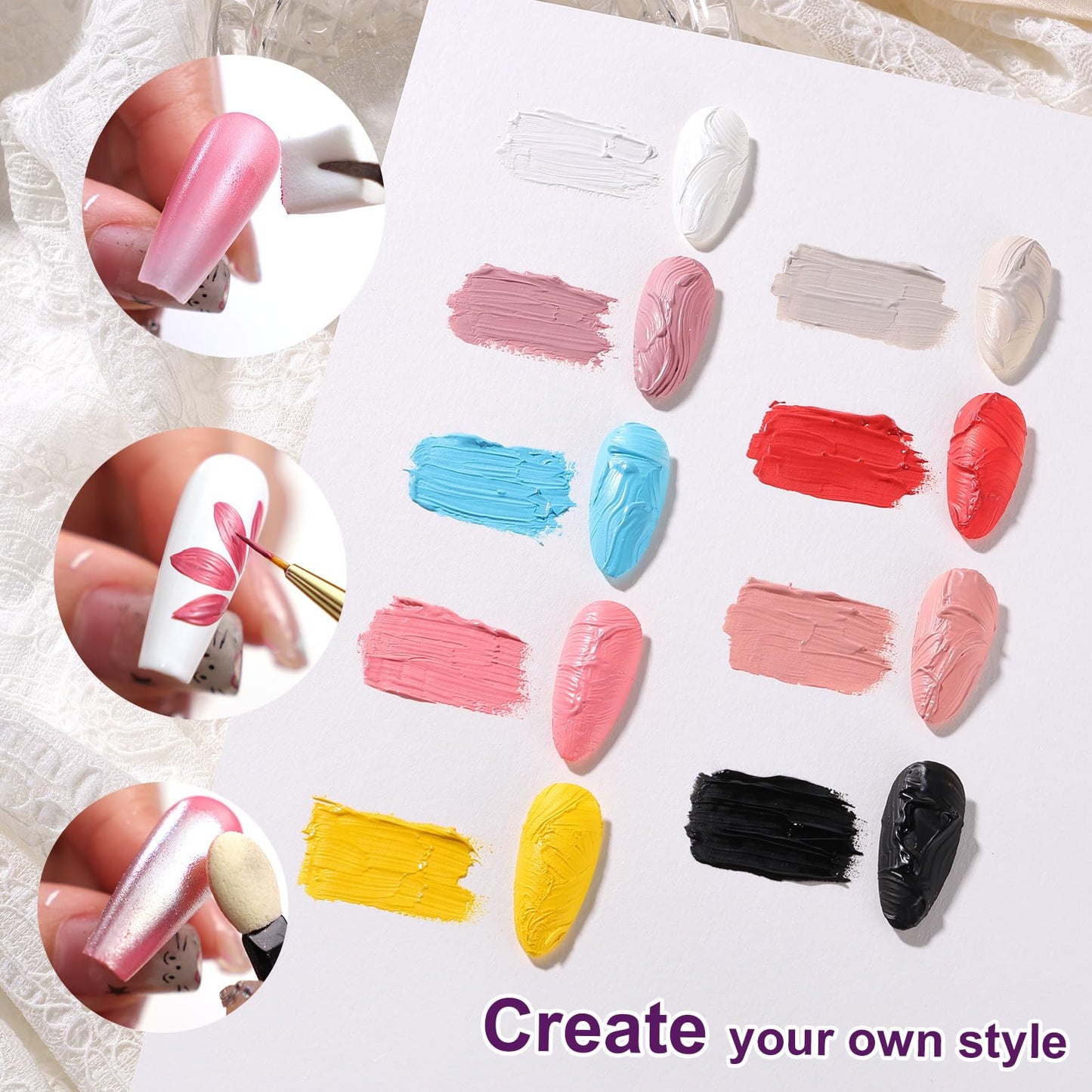 U-Shinein Gradient Painting Gel, 9 Colors Ombre Gel 3D Sculpture Effect Black&White Nude Pink Sponging for Pigment Pat Aura Nails French Manicure Soak Off UV Artistic Inspiration