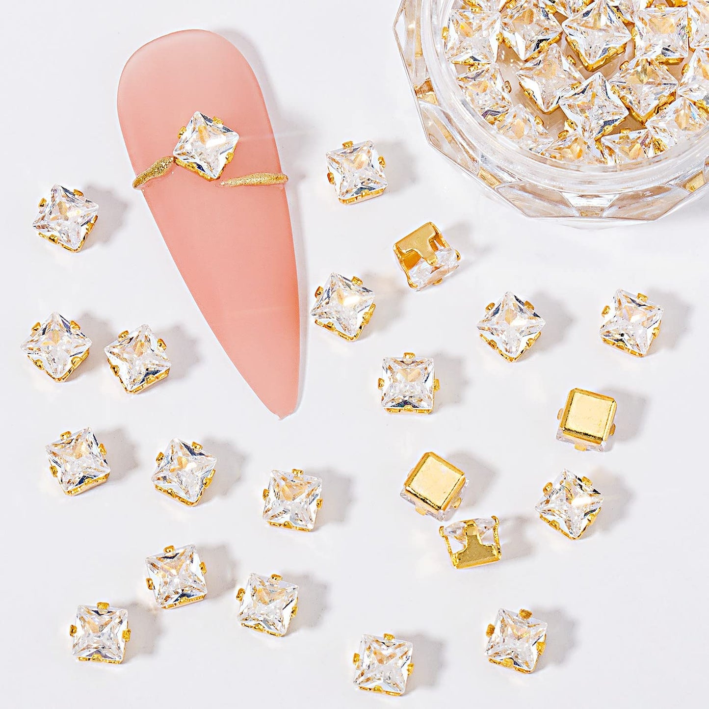 120Pcs Metal Nail Art Zircon Charms Gold Silver Sparkling Nail Charms Gems Rhinestones Glass Resin Jewelry Flatback Diamonds for Nail Art and Decoration DIY Manicure