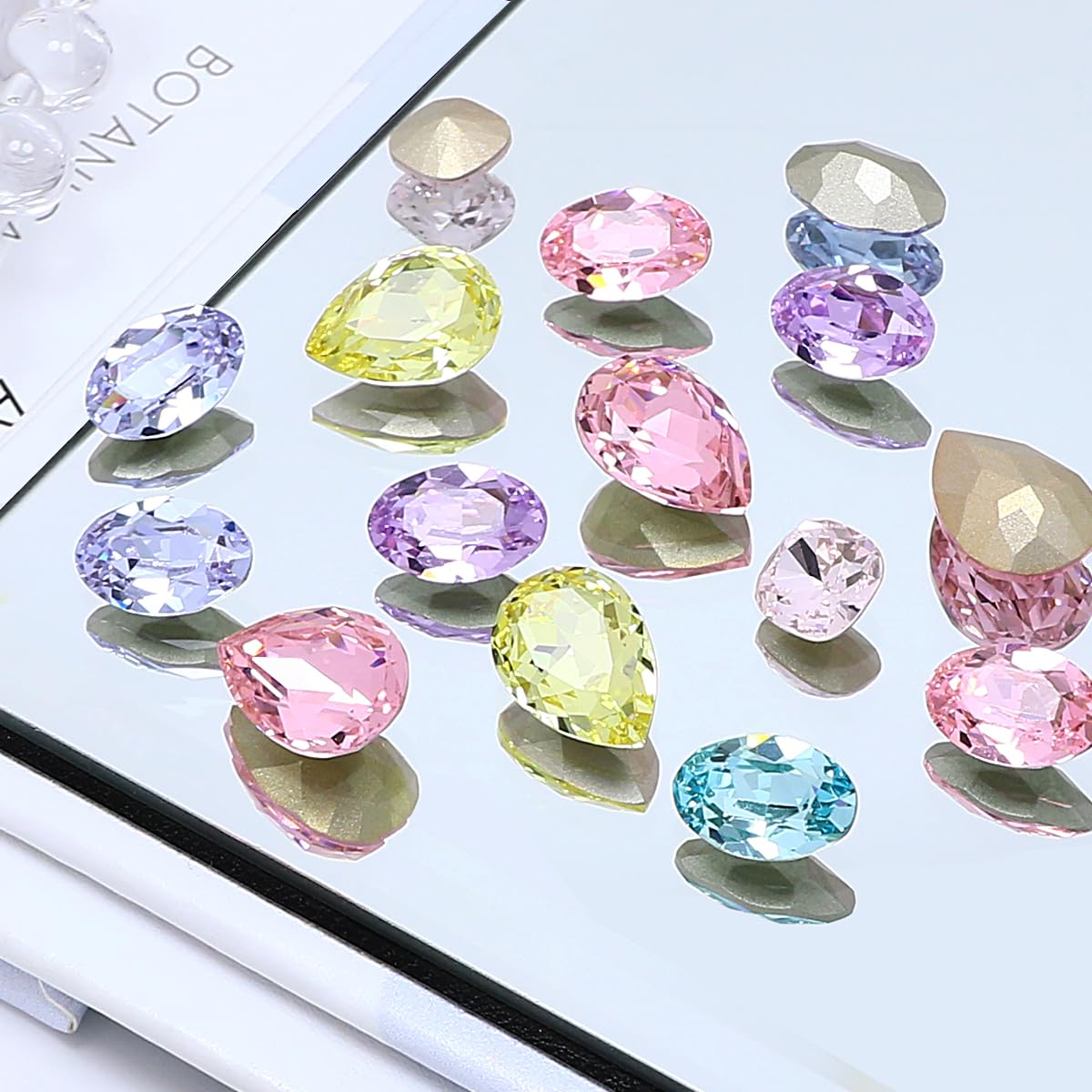 JINJIAO Large Nail Rhinestone,Pointback Mix Shape Nail Charms Mixed Color 3D Nail Art Rhinestone for Nail Art DIY Crafts