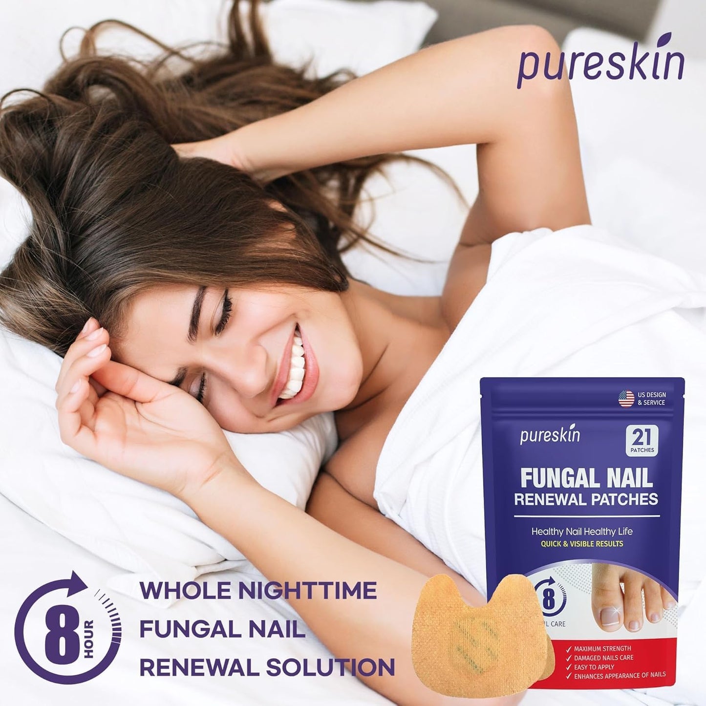 Extra Strength Toenail Fungus Treatment Patches: Nail Fungus Treatment for Toenail Fingernails - Nighttime Fungal Nail Patches Fungal Nail Repair- 21 patches