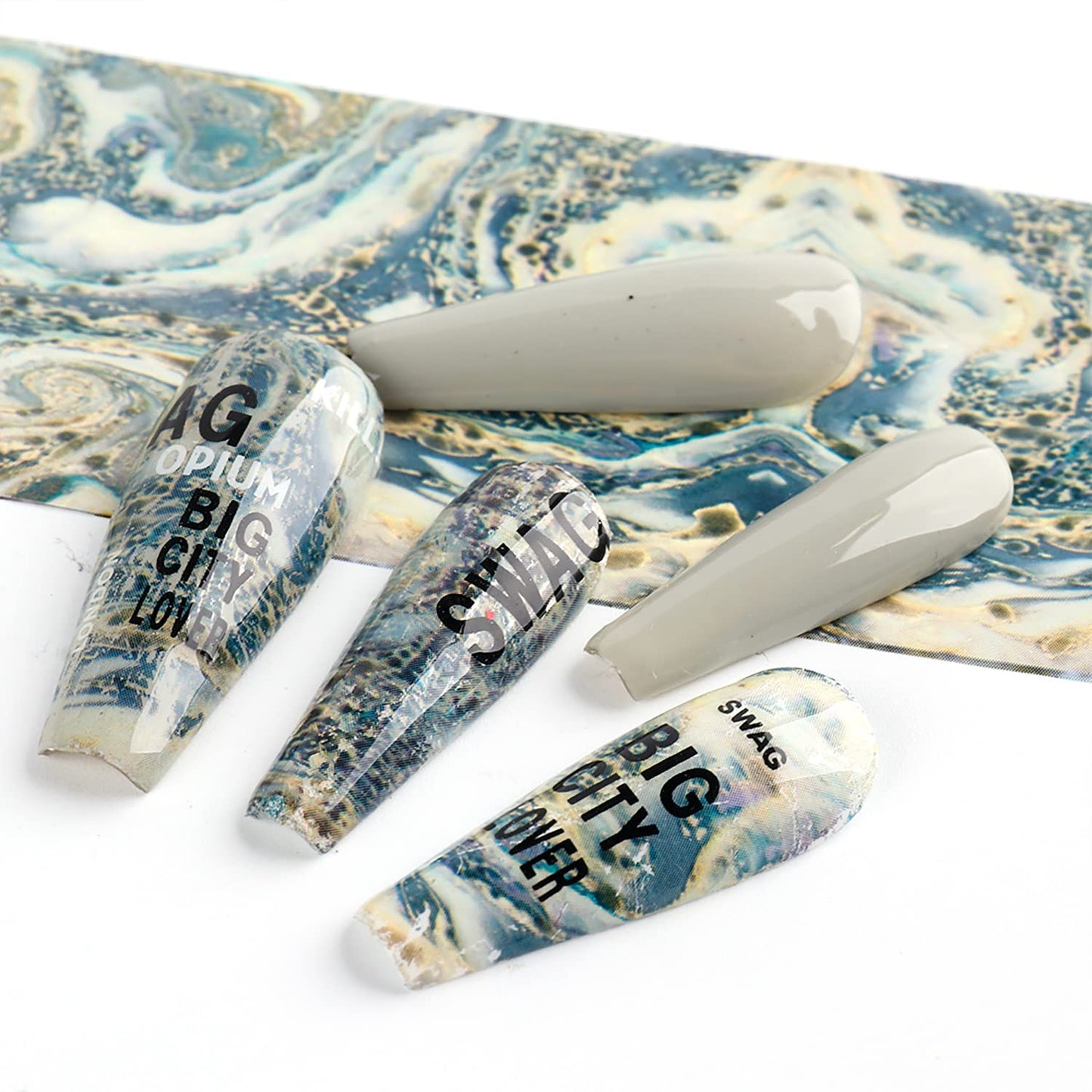 Marbling Holographic Nail Foil Stickers, Marble Polish Sheets Sky Starry Paper Foils for Nail Glue Polish, Women Manicure Film Decorations