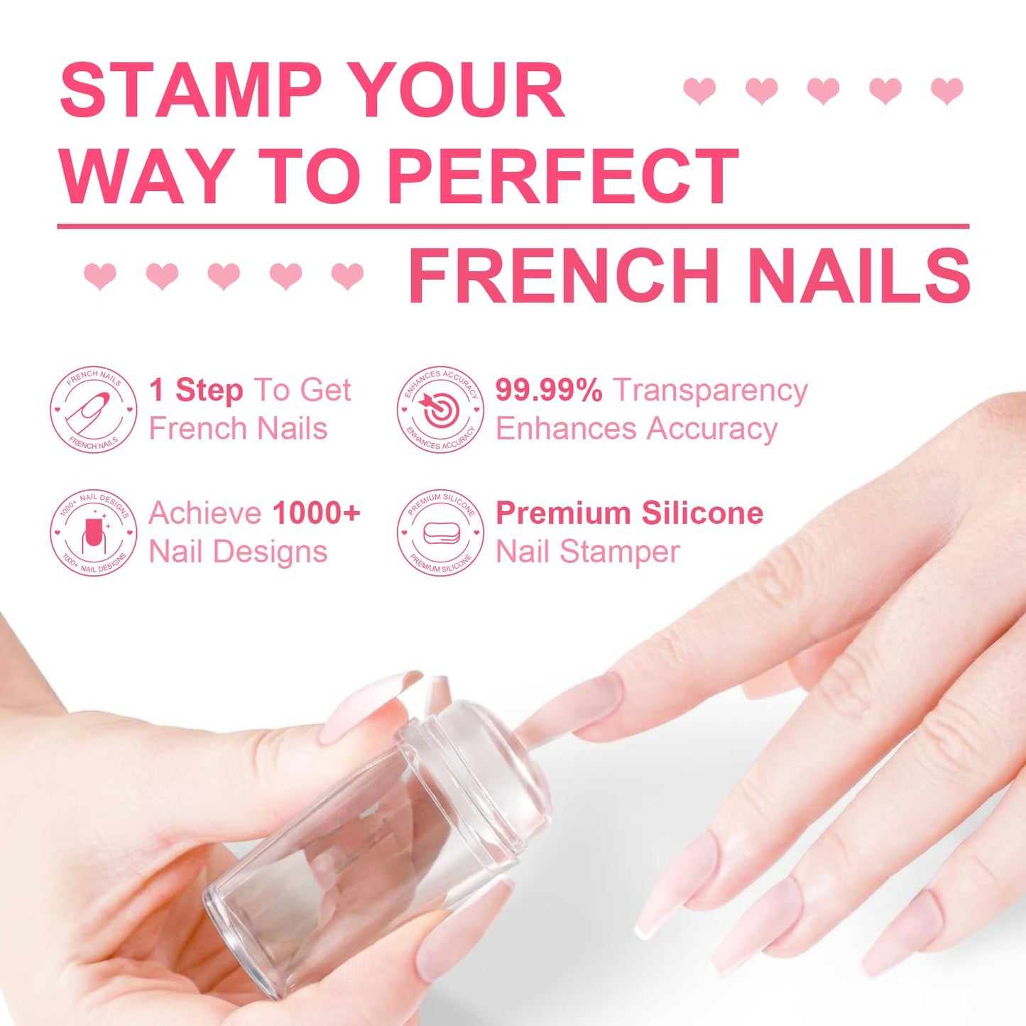 TWOEIGHT Nail Stamp Gel 8Pcs French Tip Nail Stamp Kit with Black White Color Stamper Gel Polish,Stamping Top Coat,Nail Stamping Templates, Scrapers, Silicone Stamper,Brush,4 Colors Chrome Nail Powder