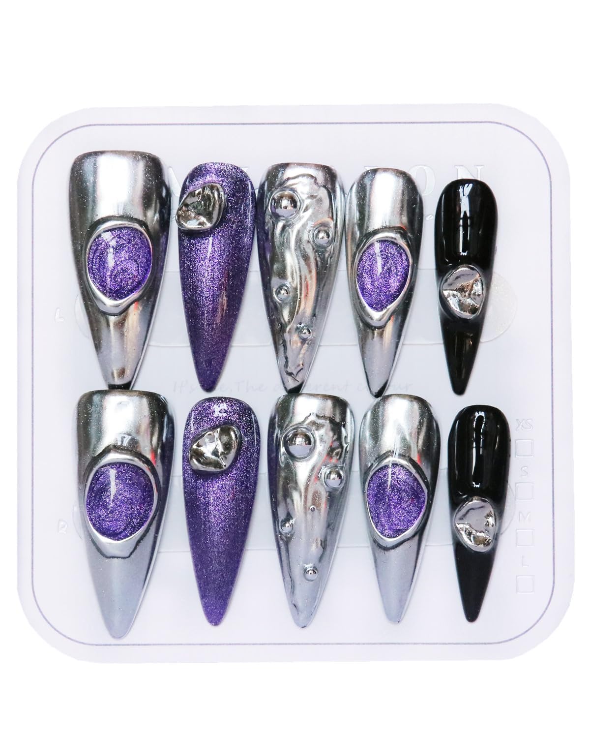 CAMILCY Handmade Nails Press on Almond Nail Pointed Green Gold Crystal Glitter Design Hand painted Reusable Gel UV Finished Pre shaped False Nails for Women 10pcs 3D Handmade Nails (A63, M)